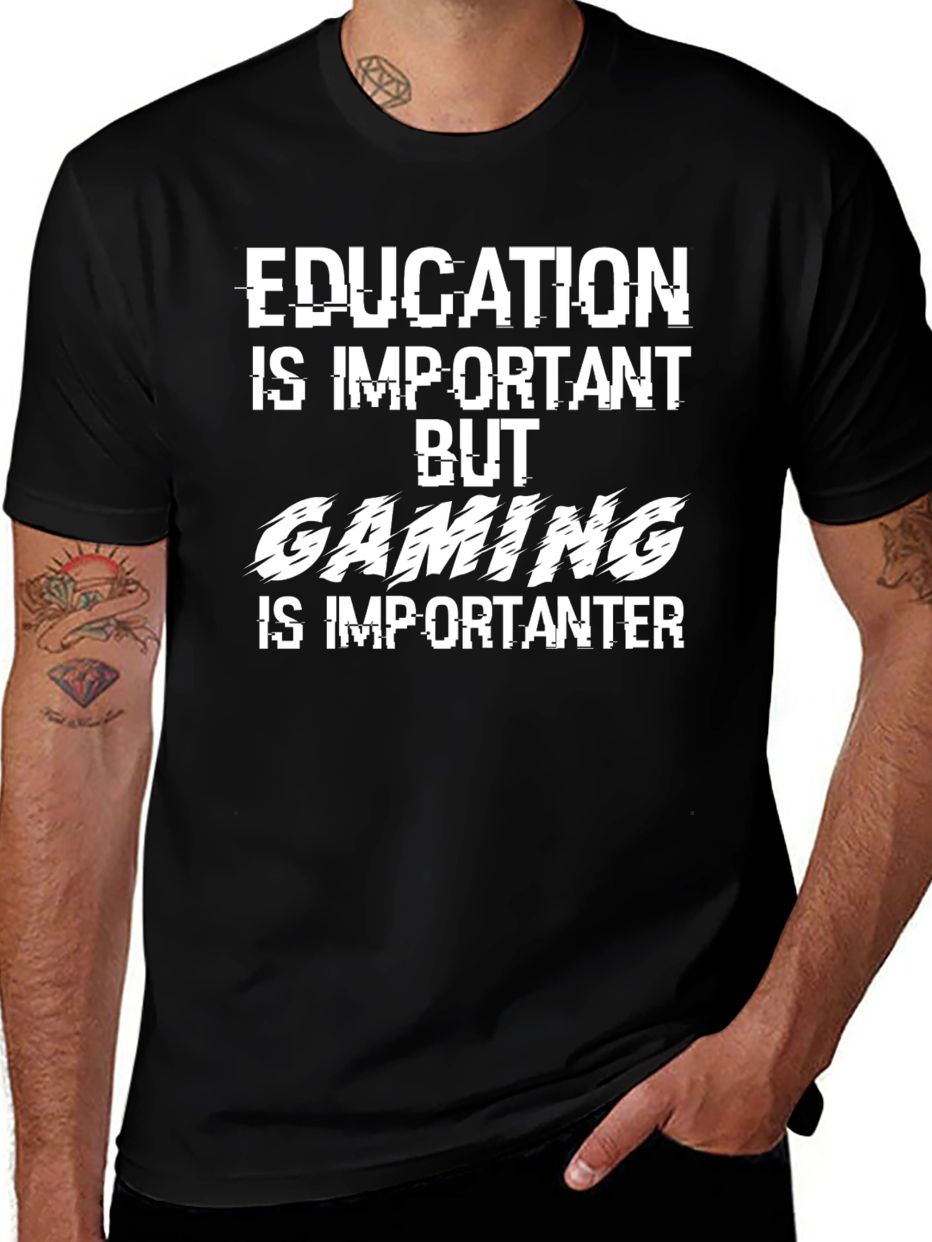 Funny Gamer T-Shirt - Education vs. Gaming