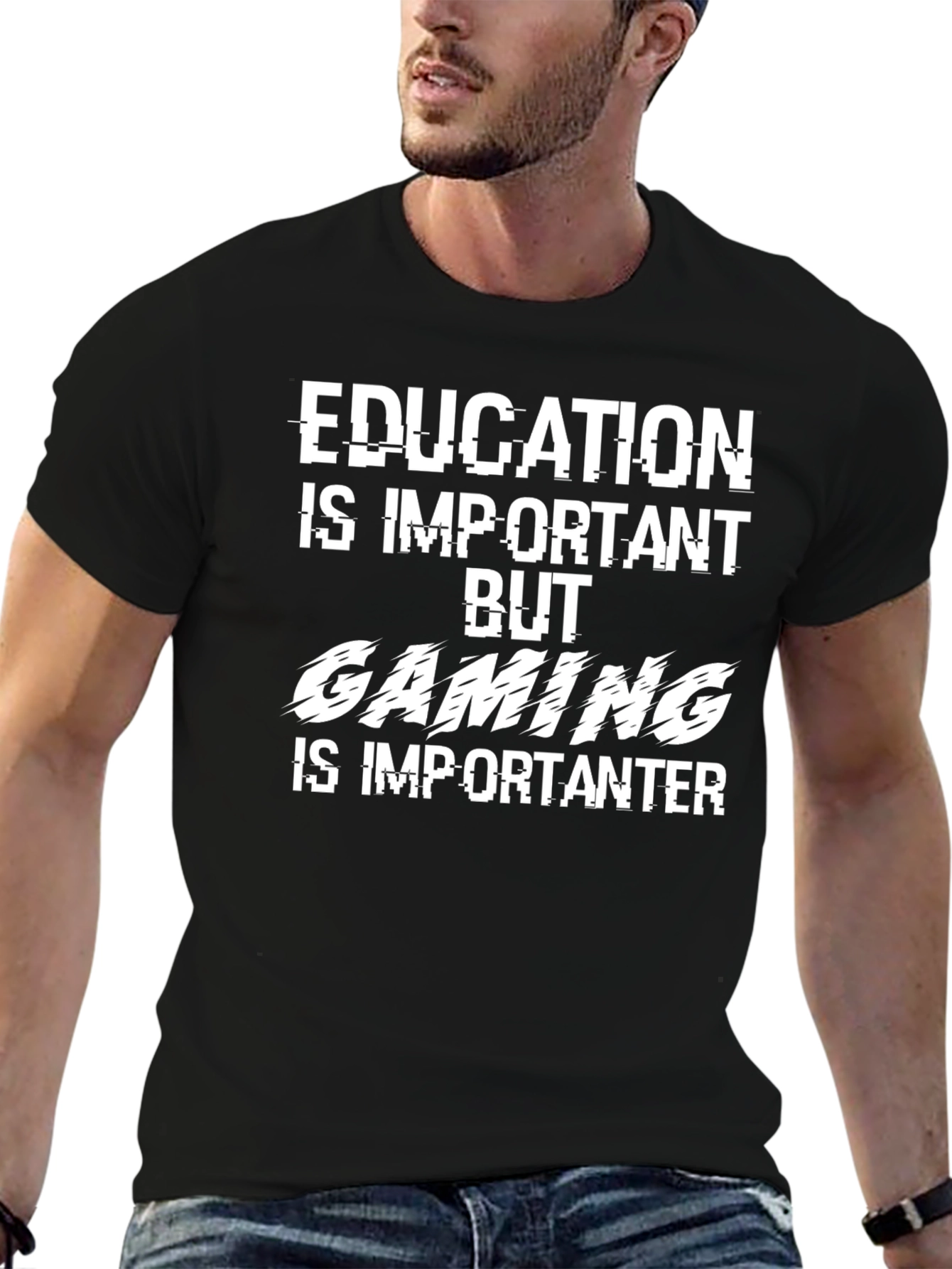 Funny Gamer T-Shirt - Education vs. Gaming
