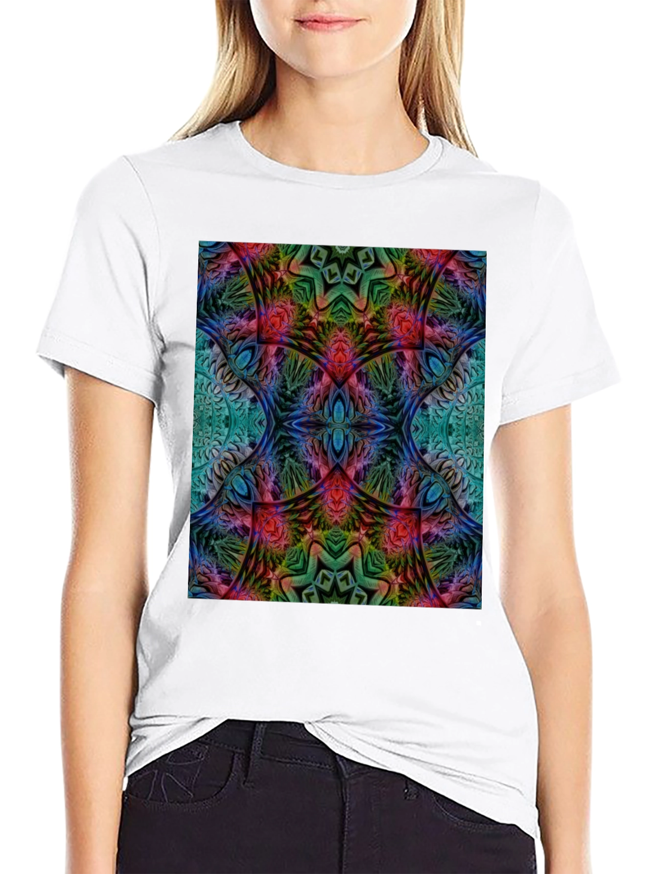 Psychedelic Fractal Graphic Tee - Black