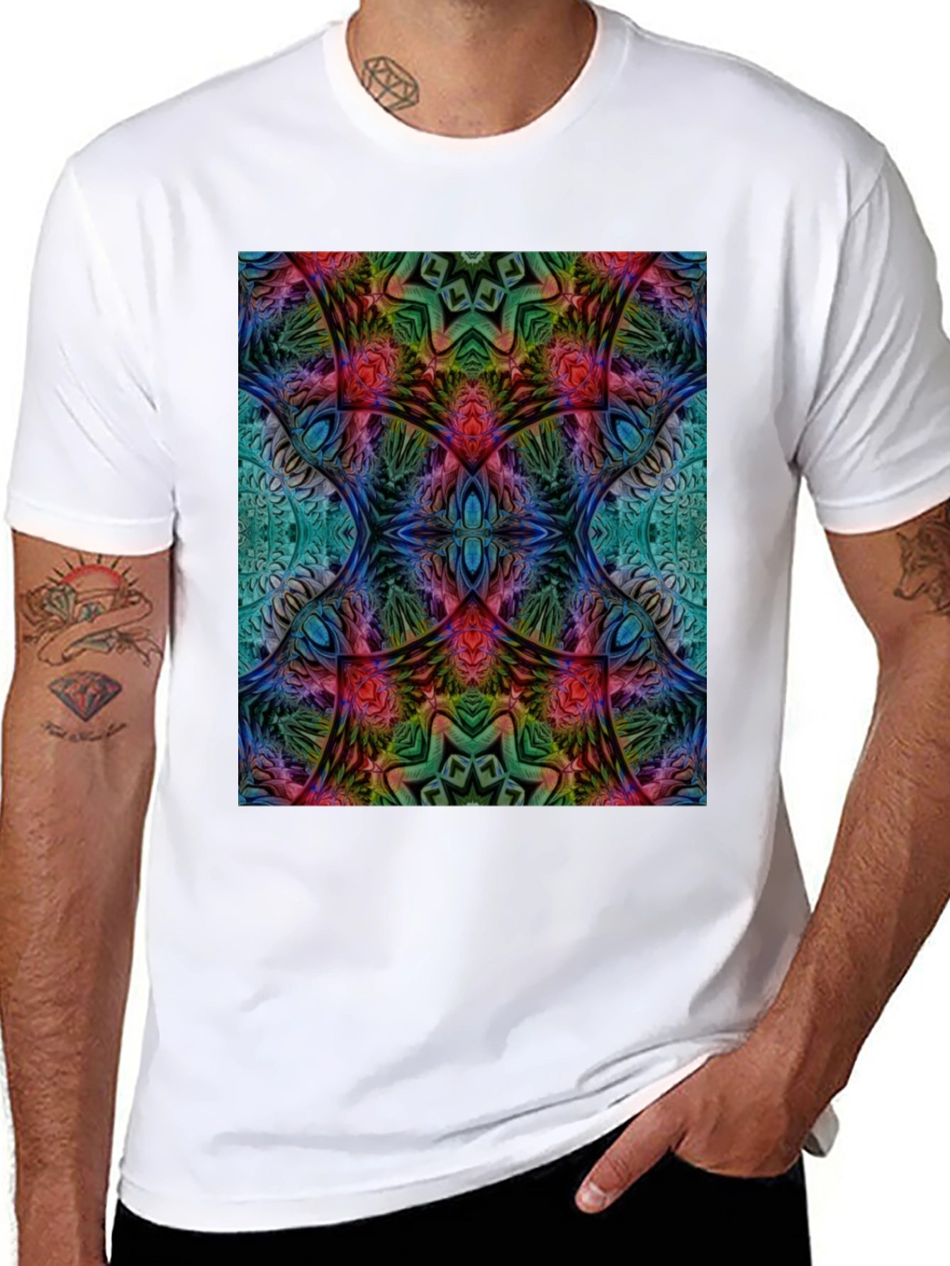 Psychedelic Fractal Graphic Tee - Black