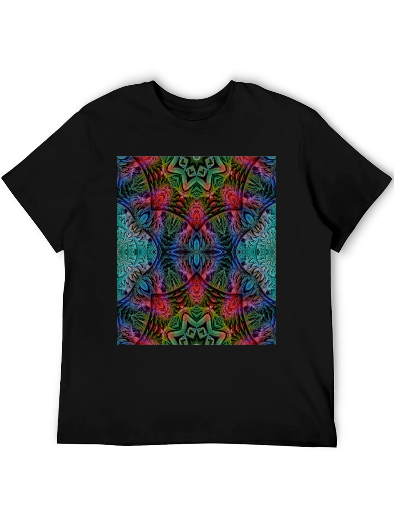 Psychedelic Fractal Graphic Tee - Black