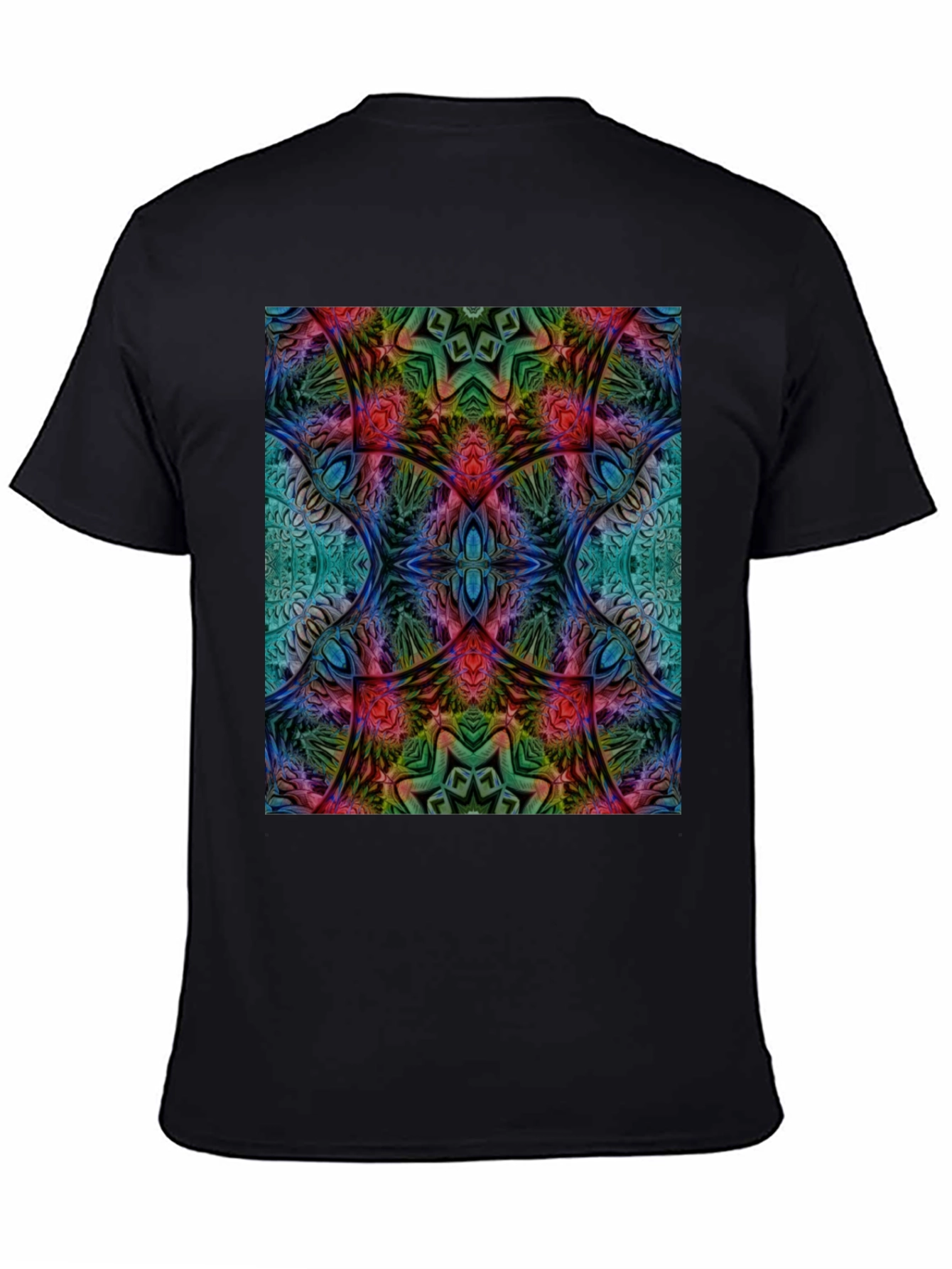 Psychedelic Fractal Graphic Tee - Black