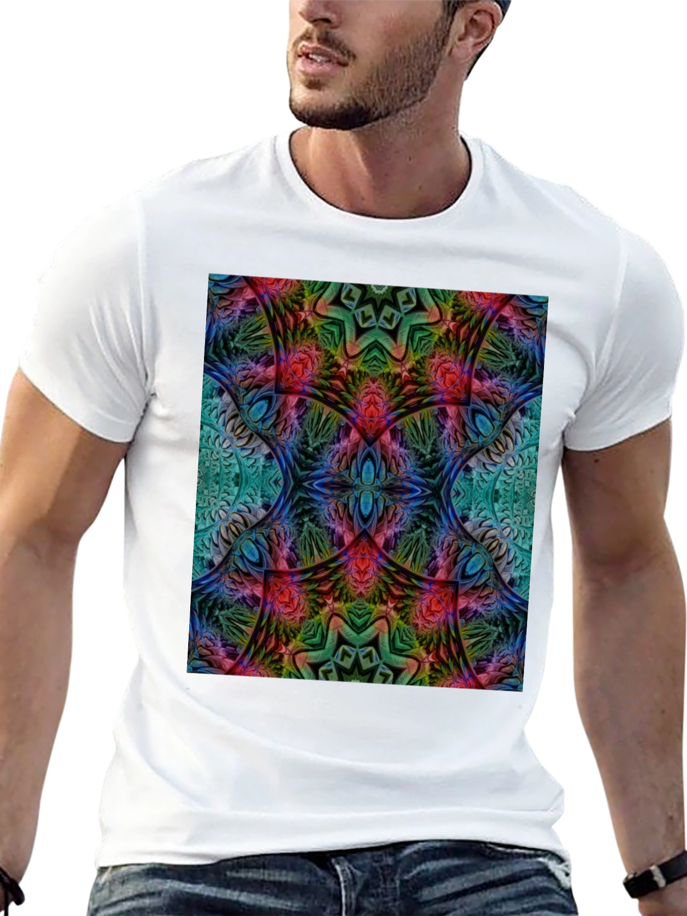 Psychedelic Fractal Graphic Tee - Black