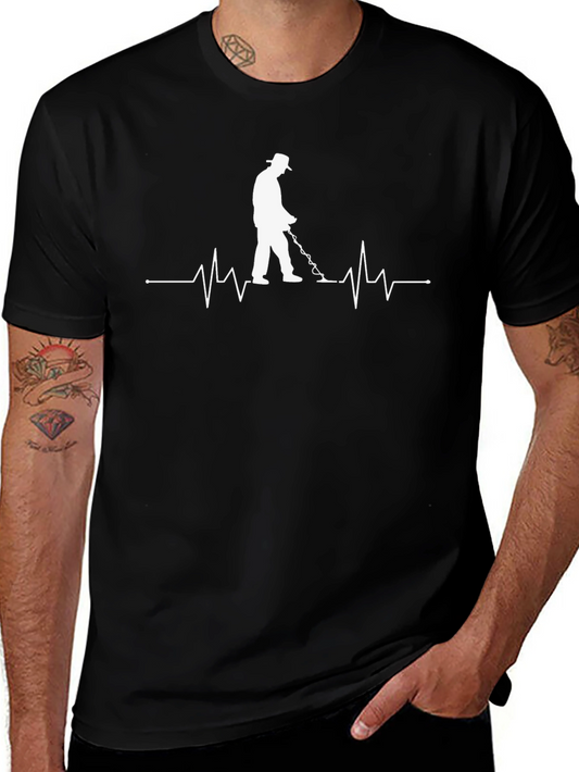 Metal Detecting Heartbeat T-Shirt - Black