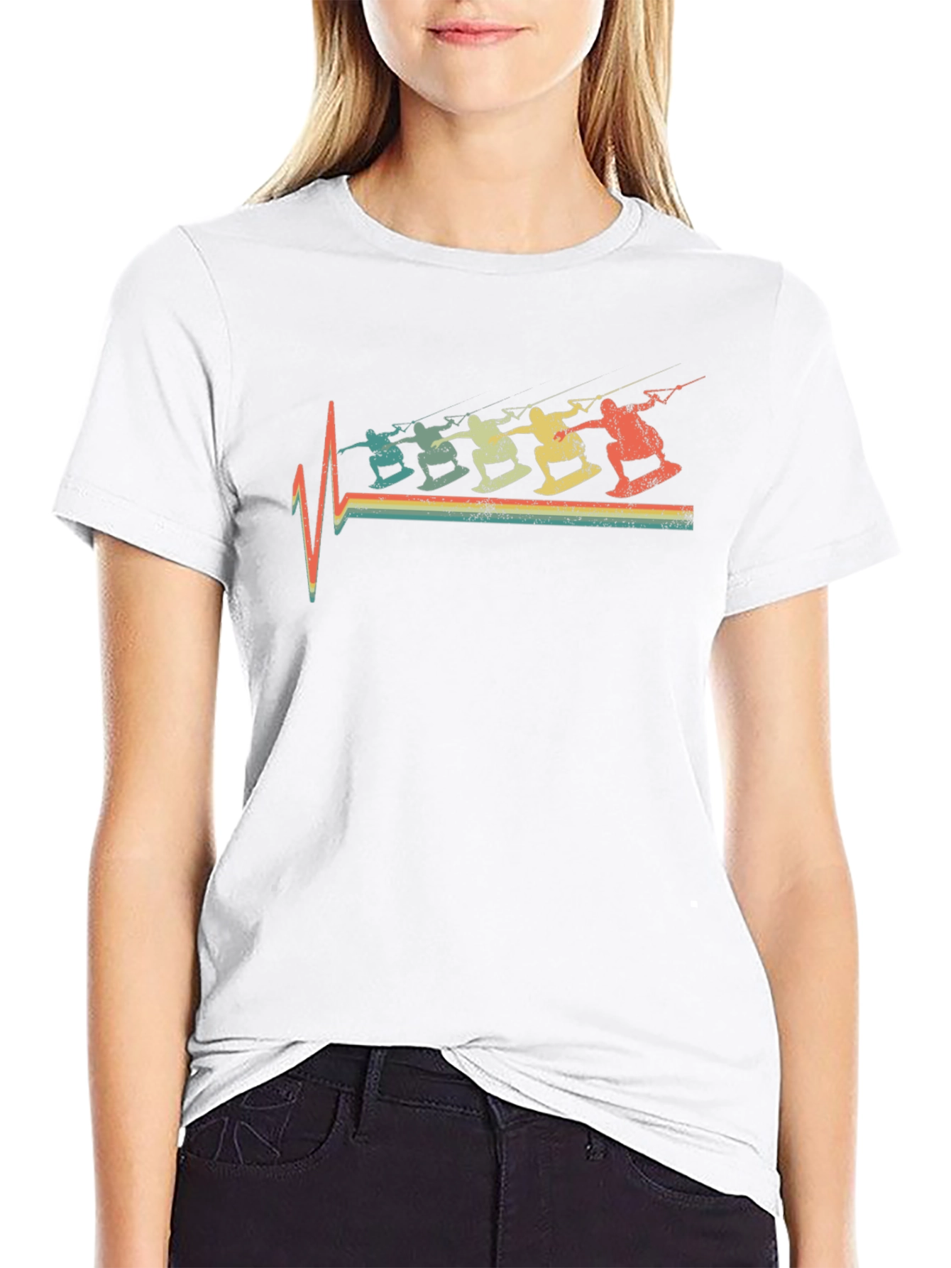 Retro Kitesurfing Heartbeat T-Shirt