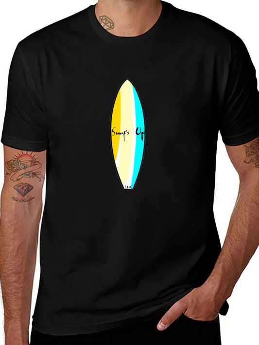 Surfs Up Graphic Tee - Black Cotton Casual T-Shirt