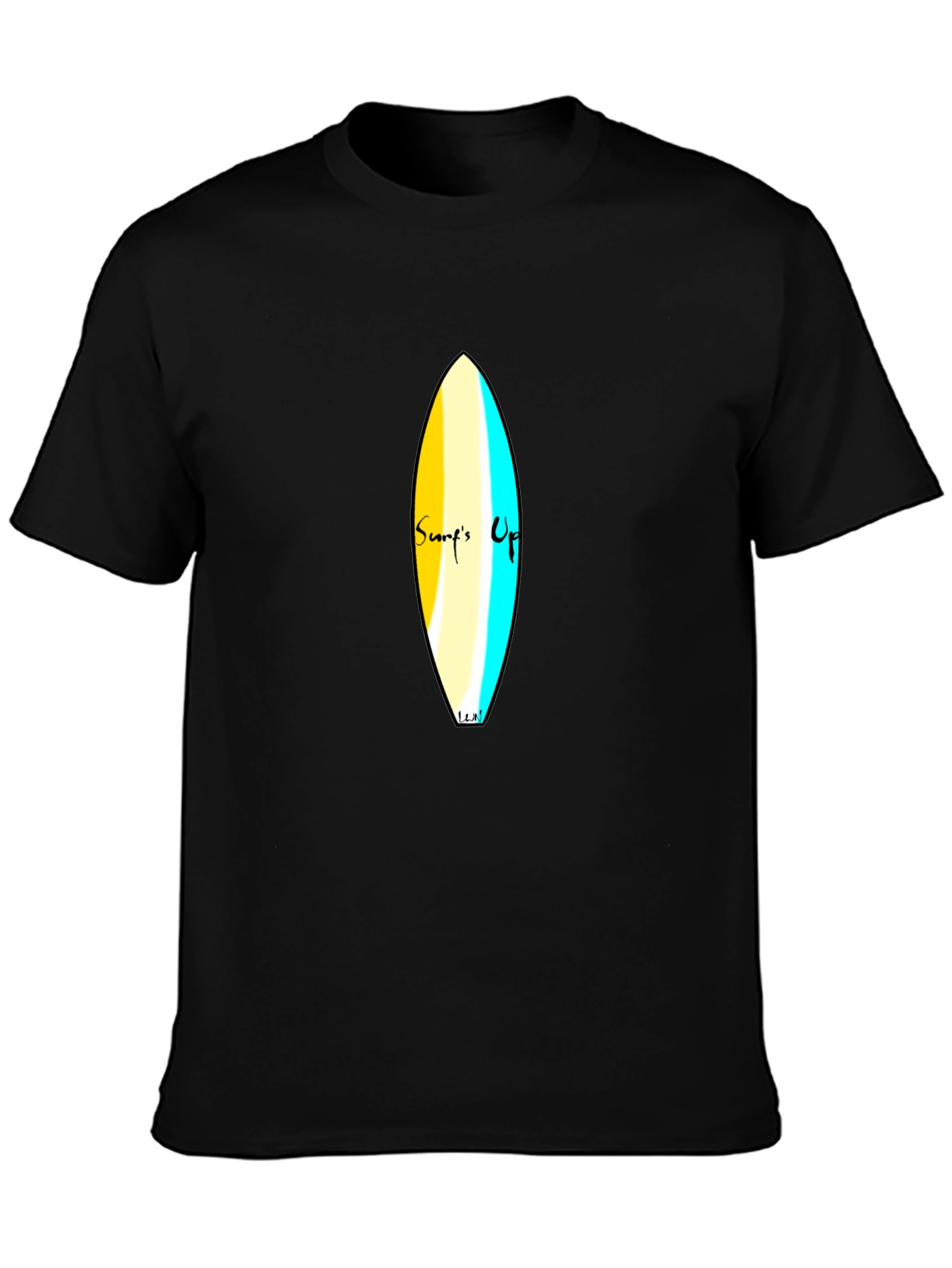 Surfs Up Graphic Tee - Black Cotton Casual T-Shirt