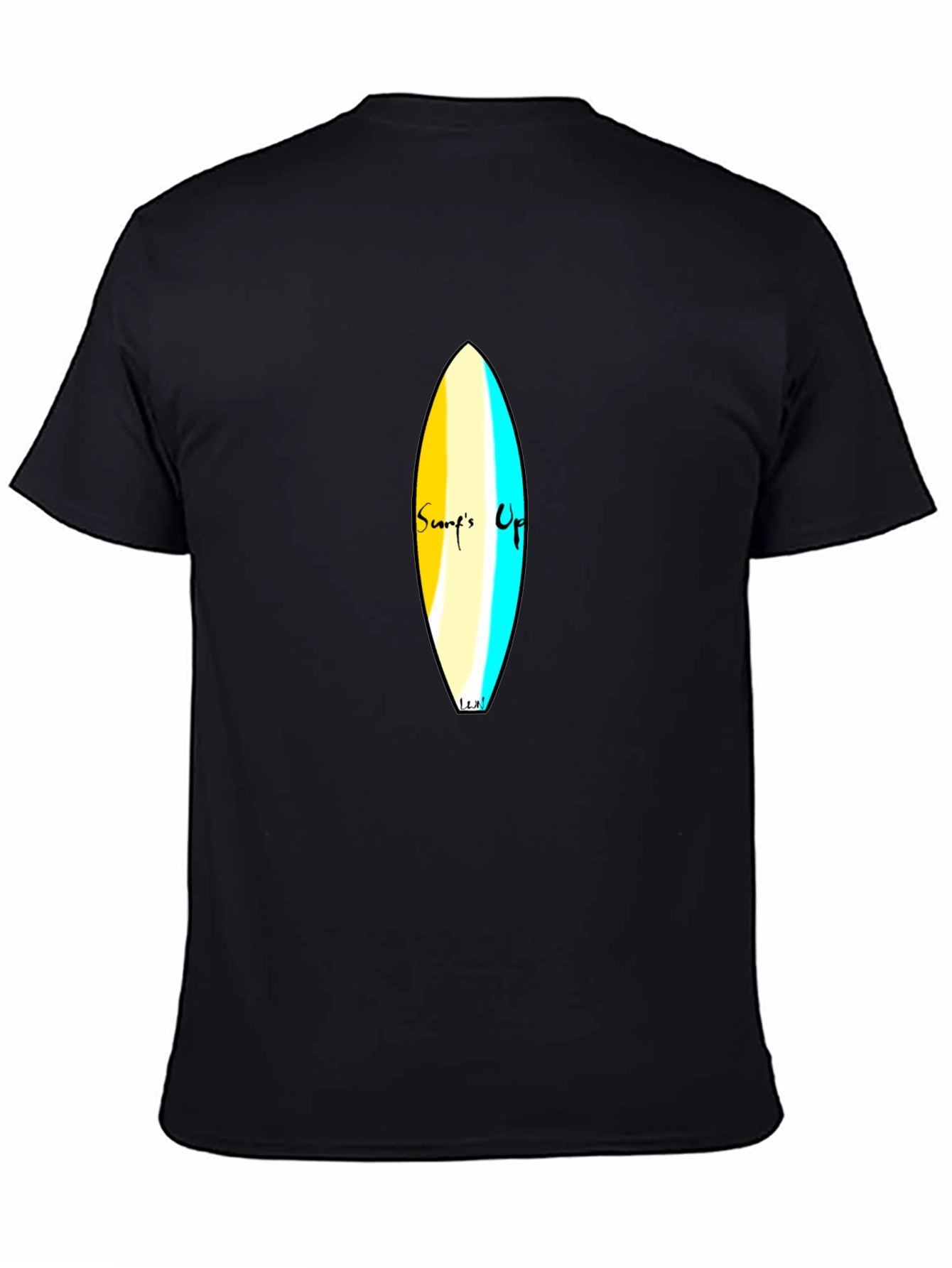 Surfs Up Graphic Tee - Black Cotton Casual T-Shirt