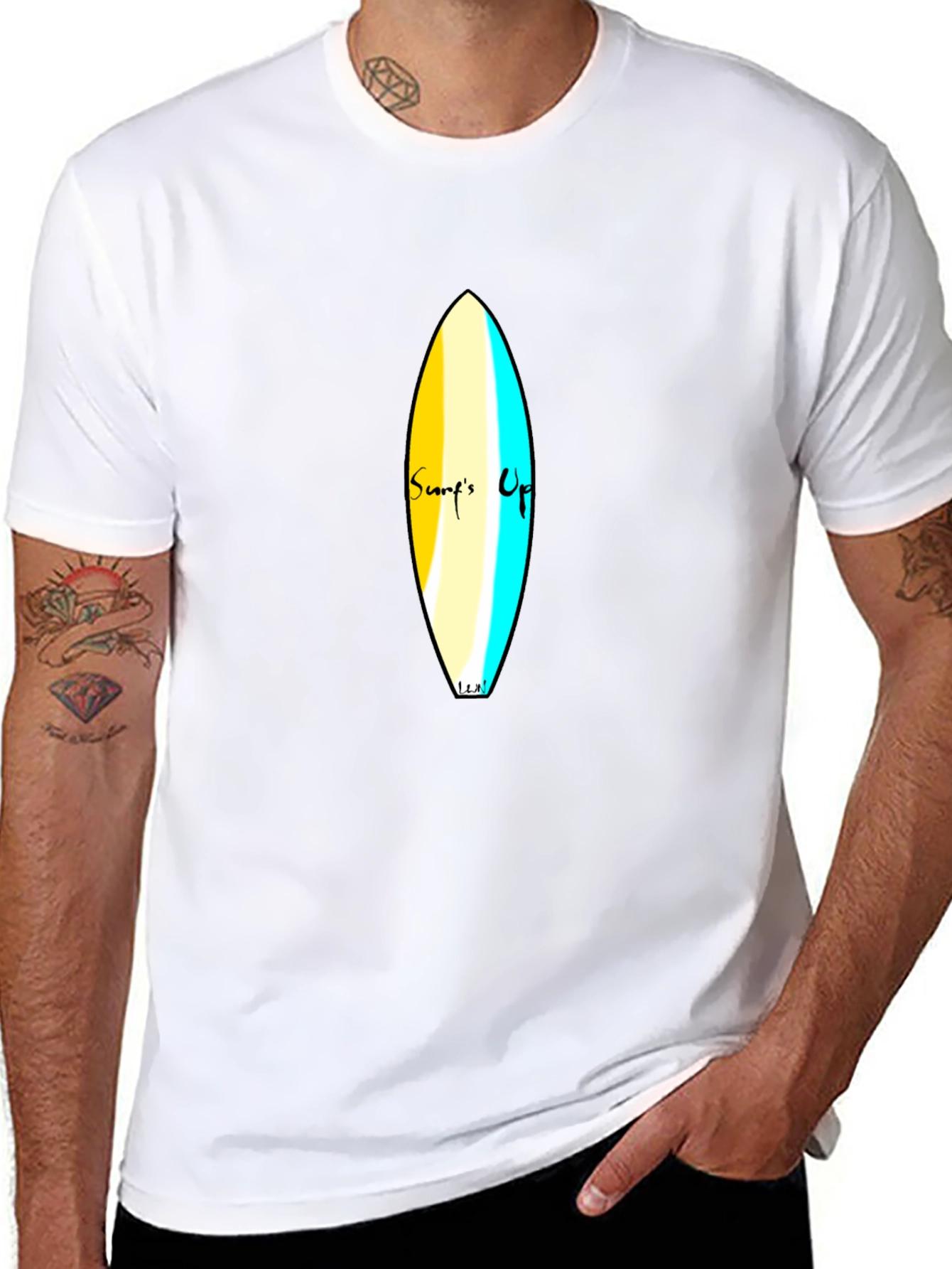 Surfs Up Graphic Tee - Black Cotton Casual T-Shirt