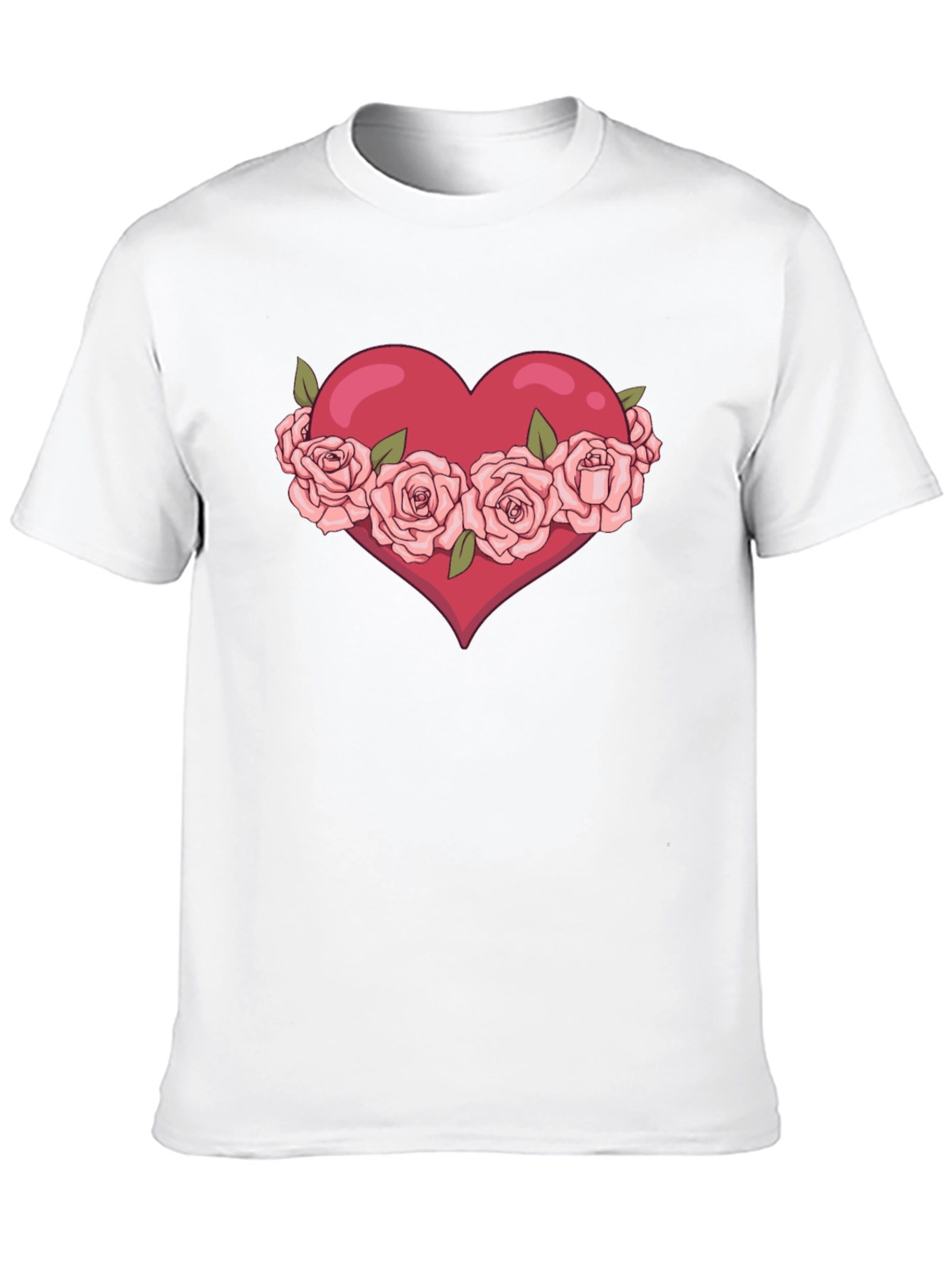 Heart with Roses Graphic Black T-Shirt