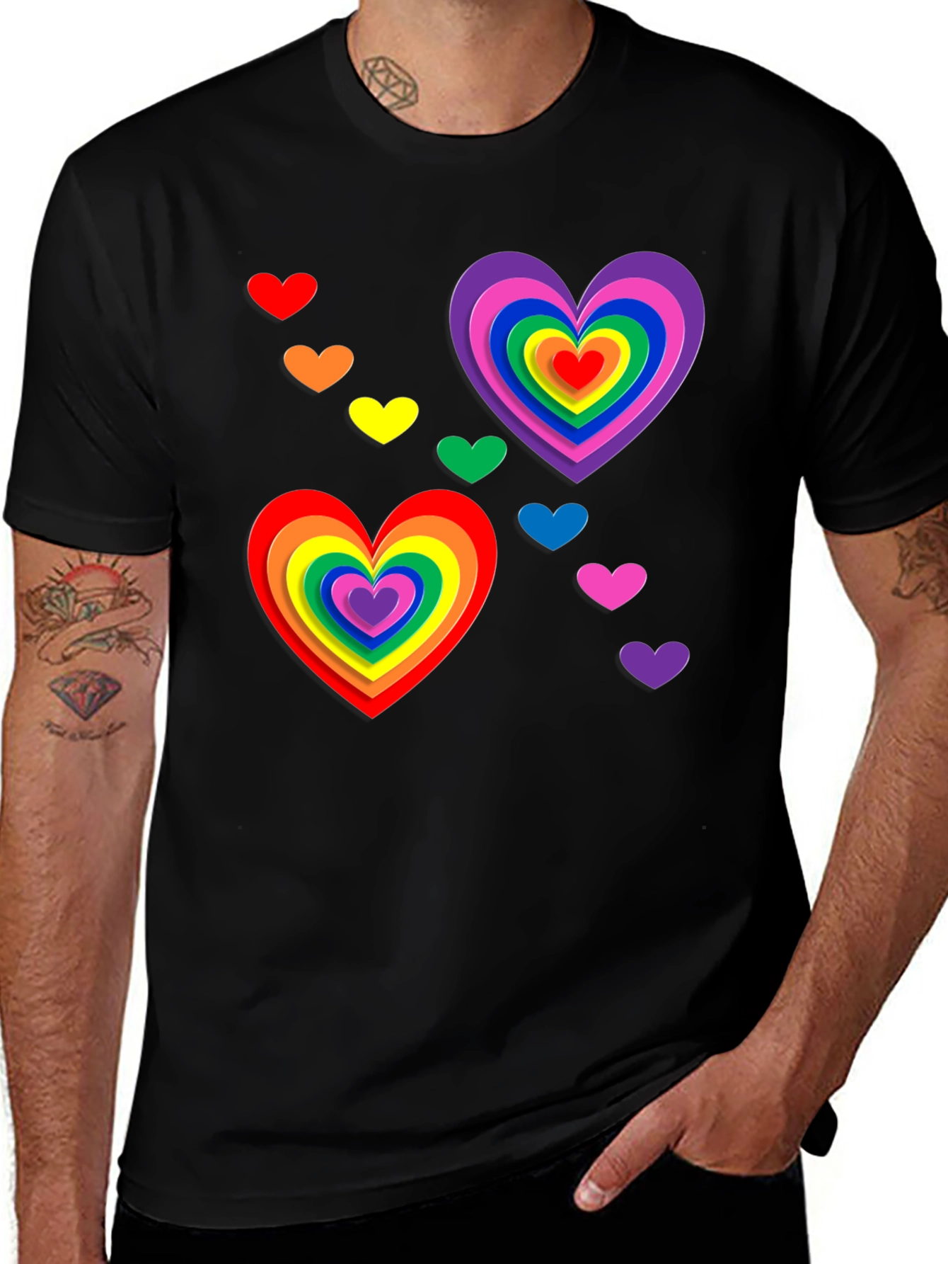 Rainbow Hearts Graphic Tee - Pride Month T-Shirt