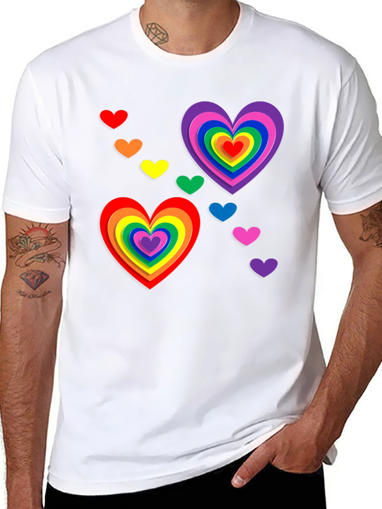Rainbow Hearts Graphic Tee - Pride Month T-Shirt