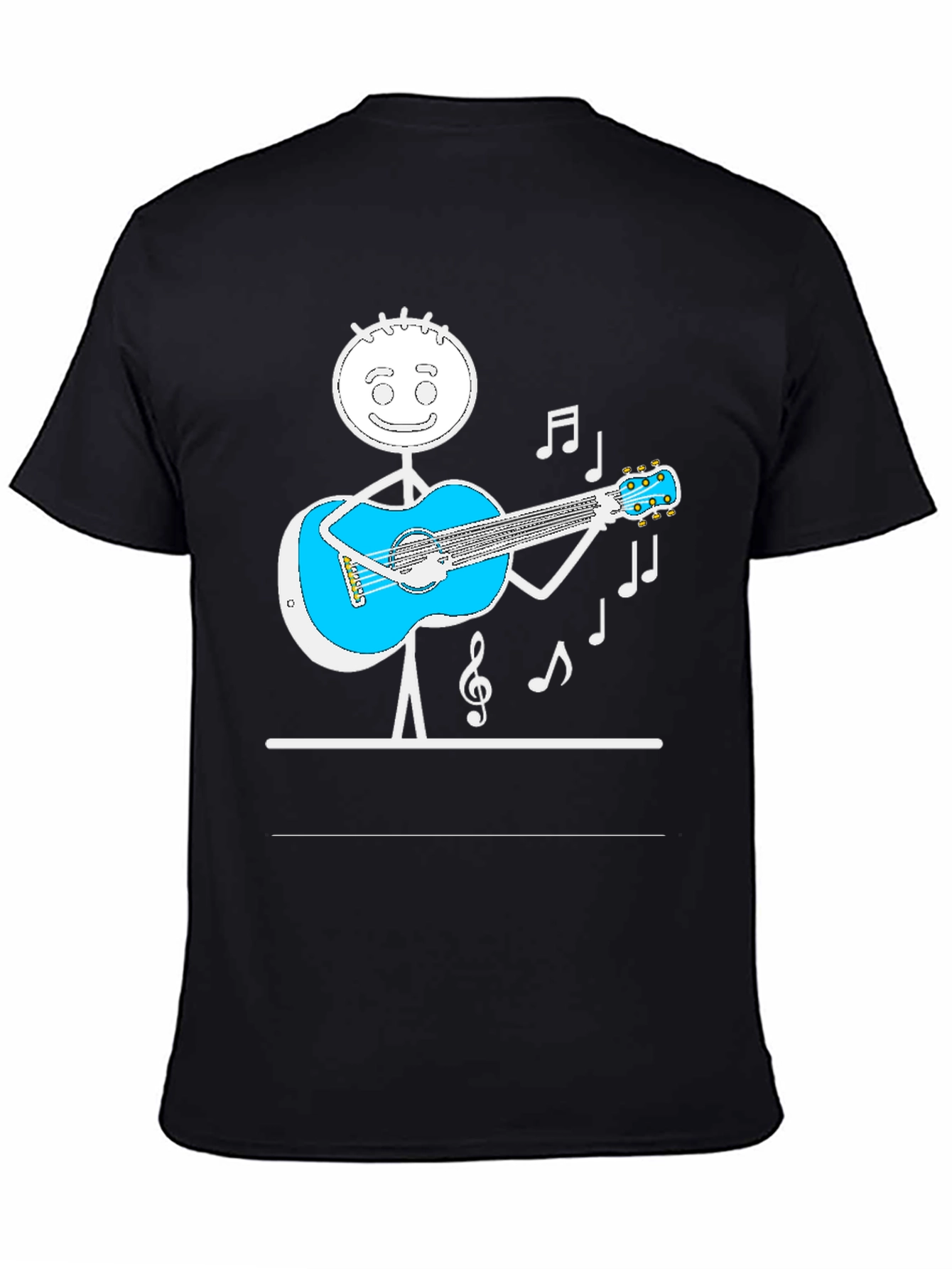 Stick Figure Guitarist Tee - Playful Black T-Shirt