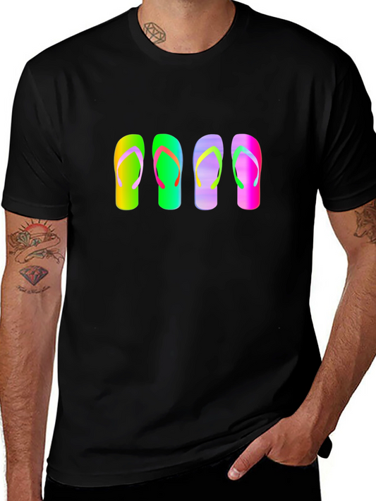 Flip Flop Graphic Tee - Mens Casual Black T-Shirt