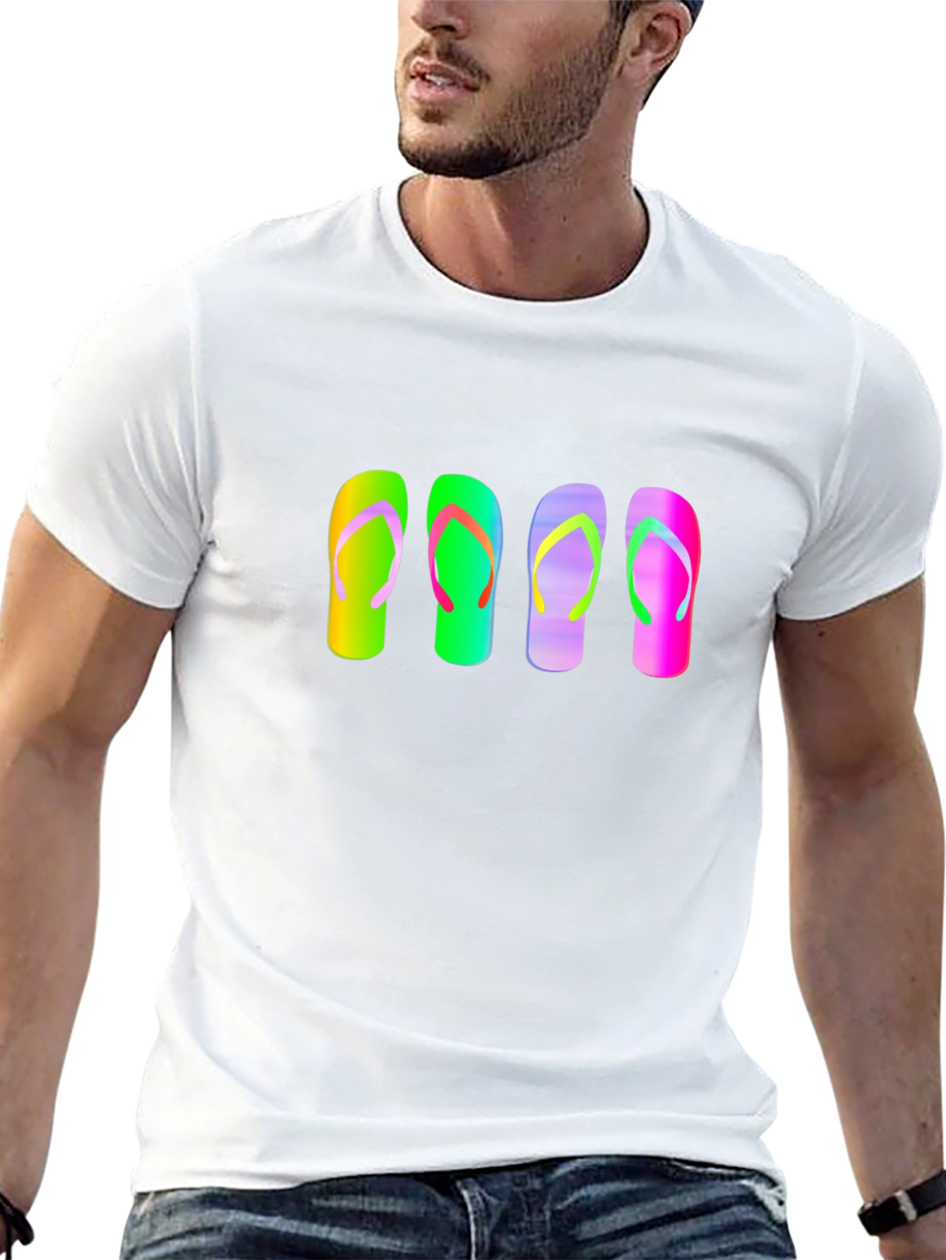 Flip Flop Graphic Tee - Mens Casual Black T-Shirt