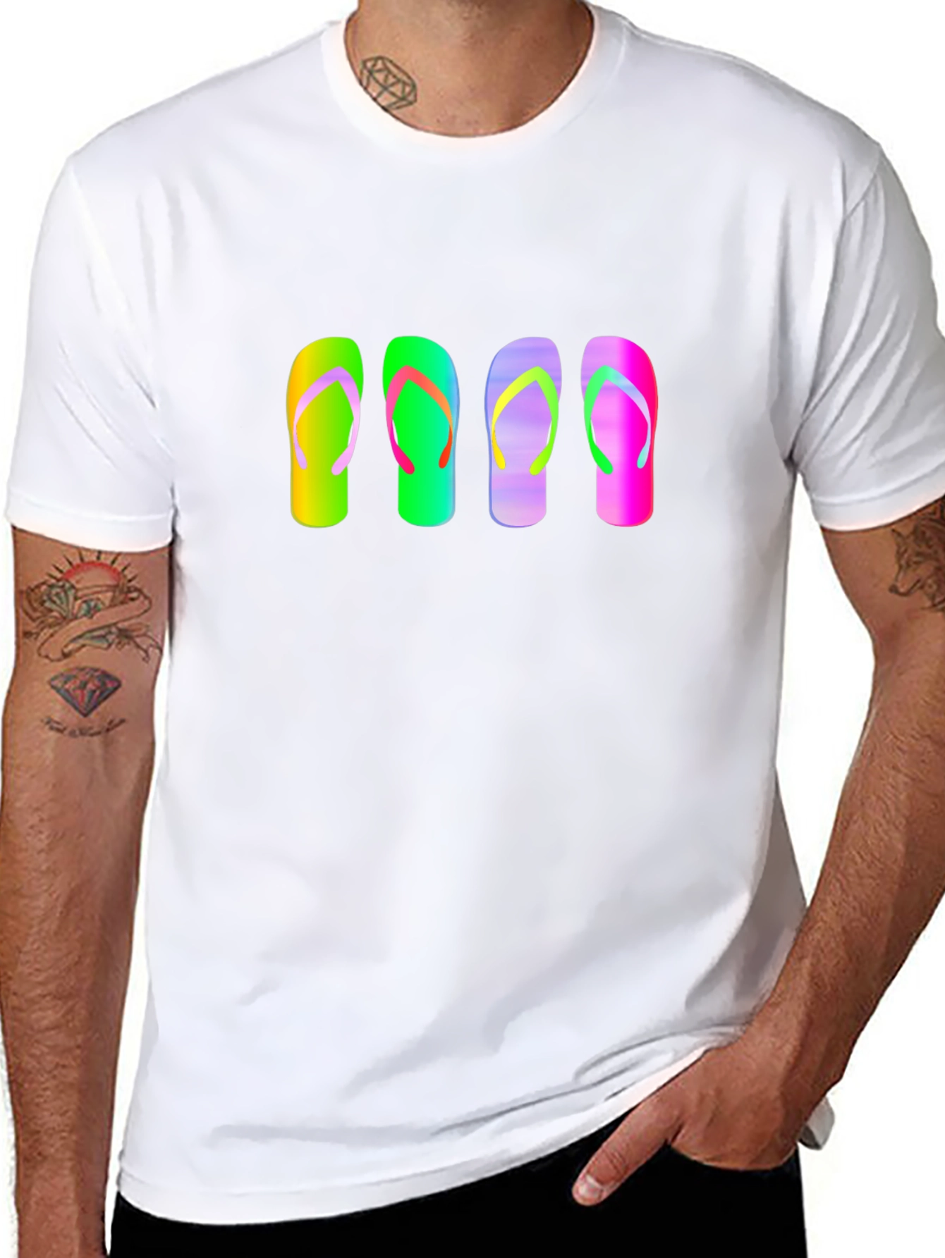 Flip Flop Graphic Tee - Mens Casual Black T-Shirt