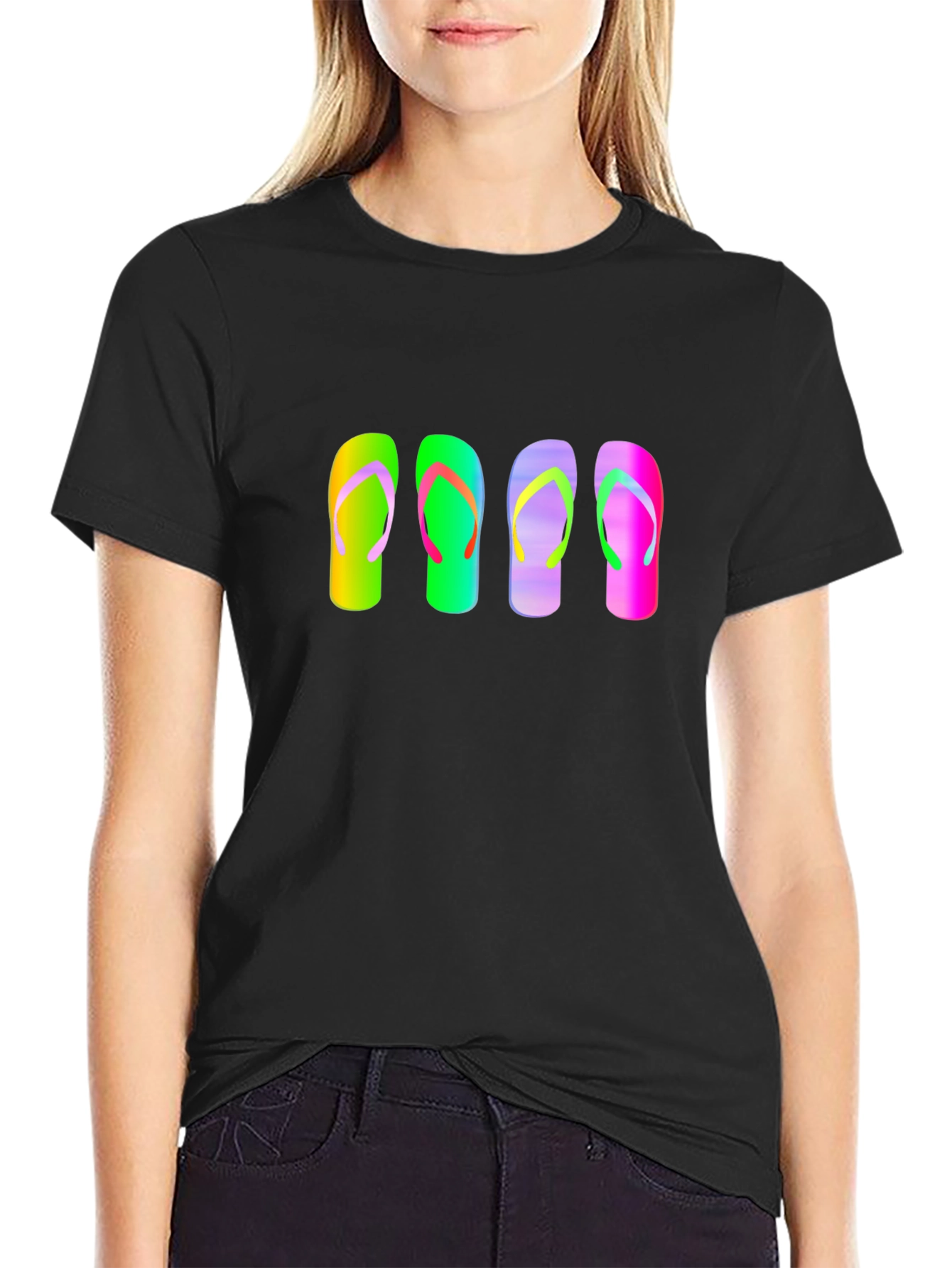 Flip Flop Graphic Tee - Mens Casual Black T-Shirt