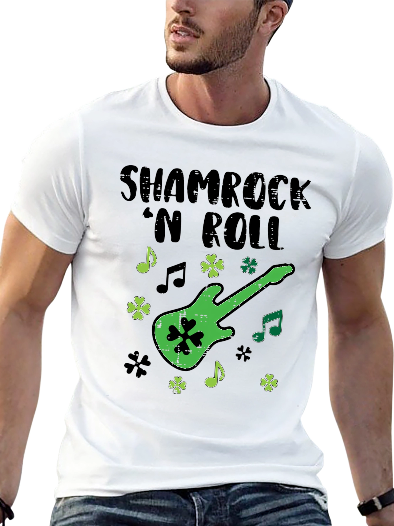 Shamrock N Roll Guitar T-Shirt - St. Patricks Day