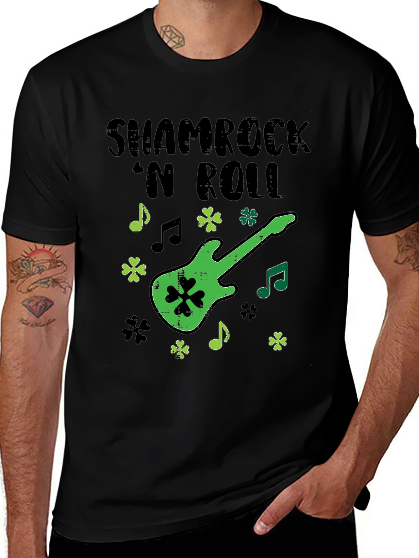 Shamrock N Roll Guitar T-Shirt - St. Patricks Day