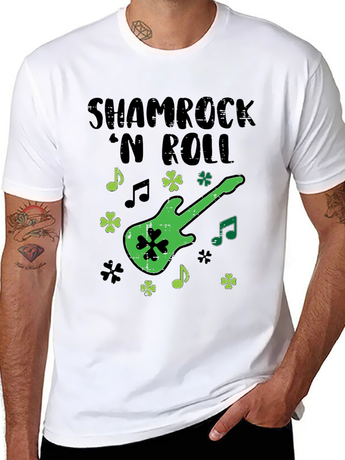 Shamrock N Roll Guitar T-Shirt - St. Patricks Day
