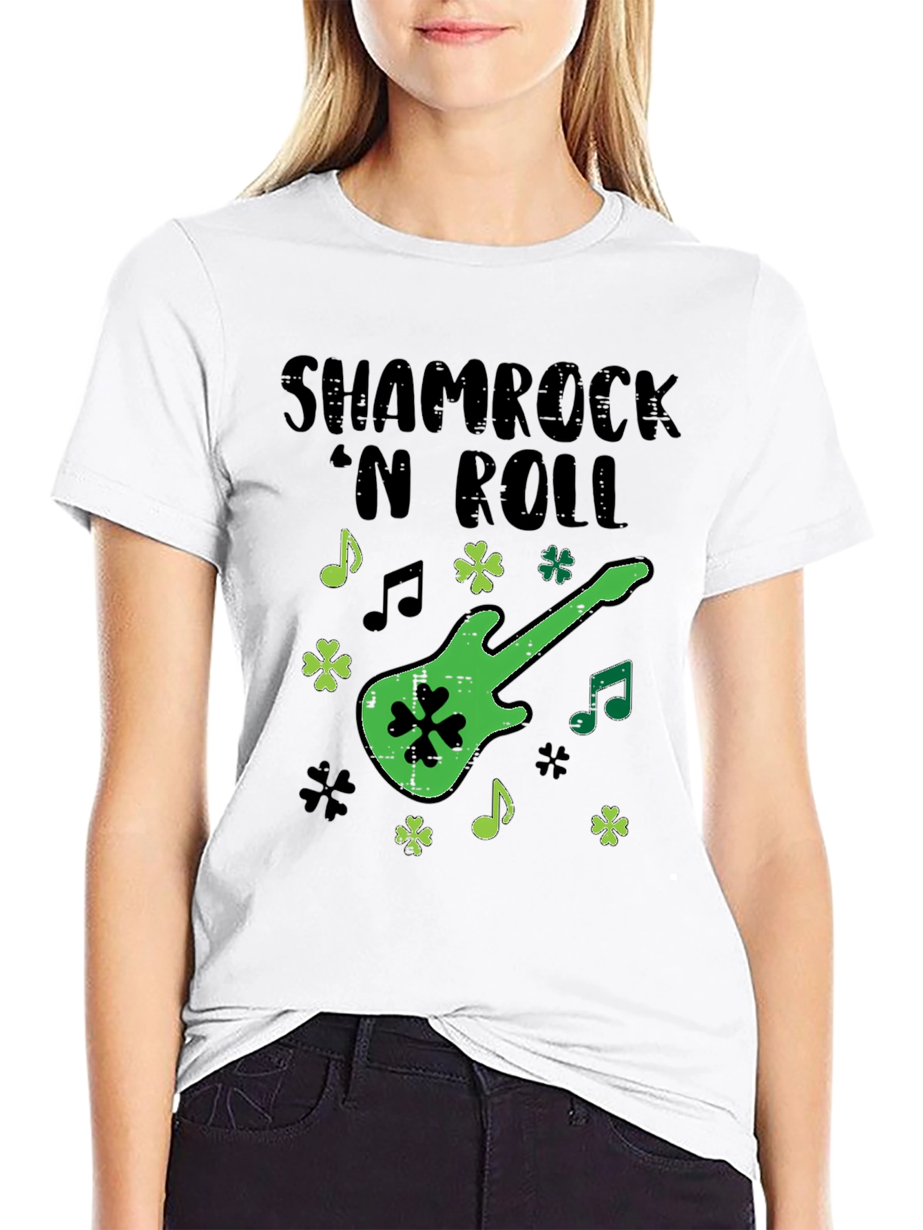 Shamrock N Roll Guitar T-Shirt - St. Patricks Day