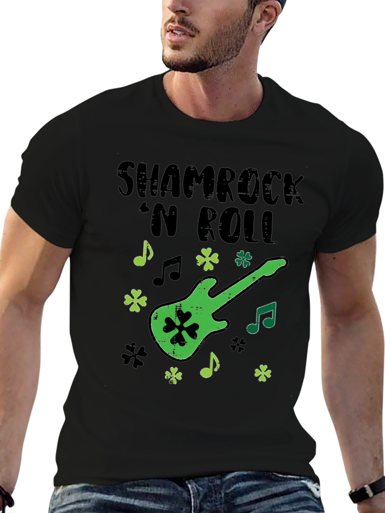 Shamrock N Roll Guitar T-Shirt - St. Patricks Day