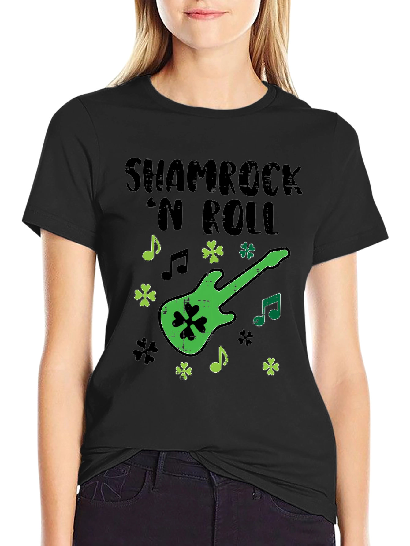 Shamrock N Roll Guitar T-Shirt - St. Patricks Day
