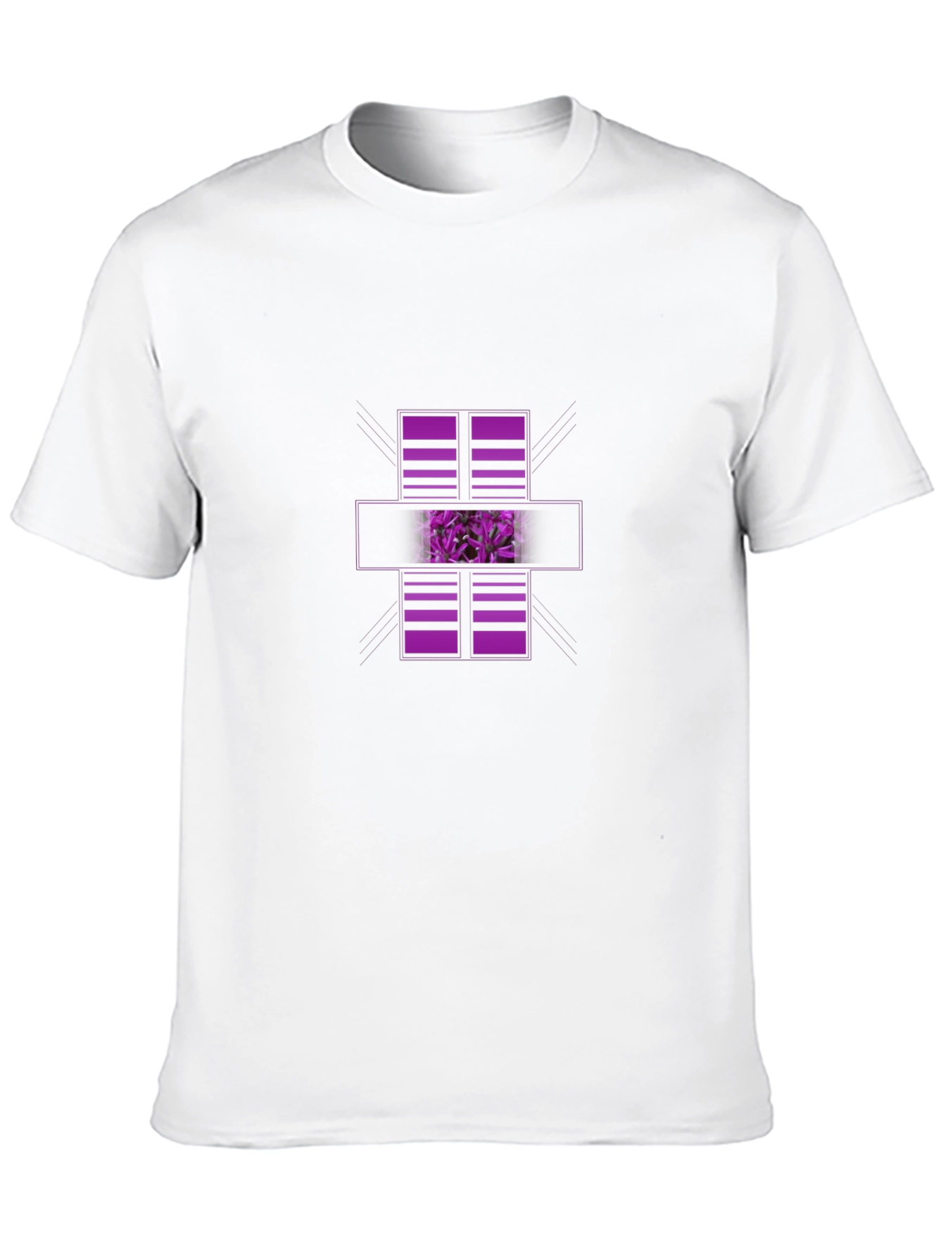 Modern Graphic Black T-Shirt with Purple Abstract Design