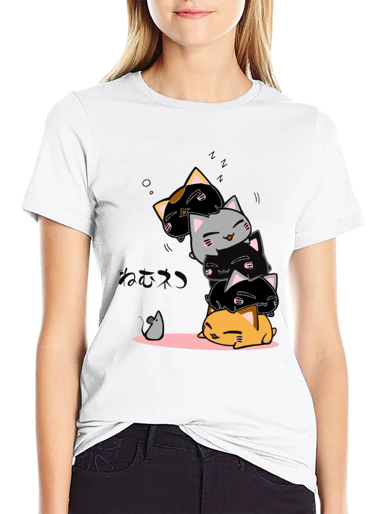 Cute Cats Stack T-Shirt - Kawaii Style Tee