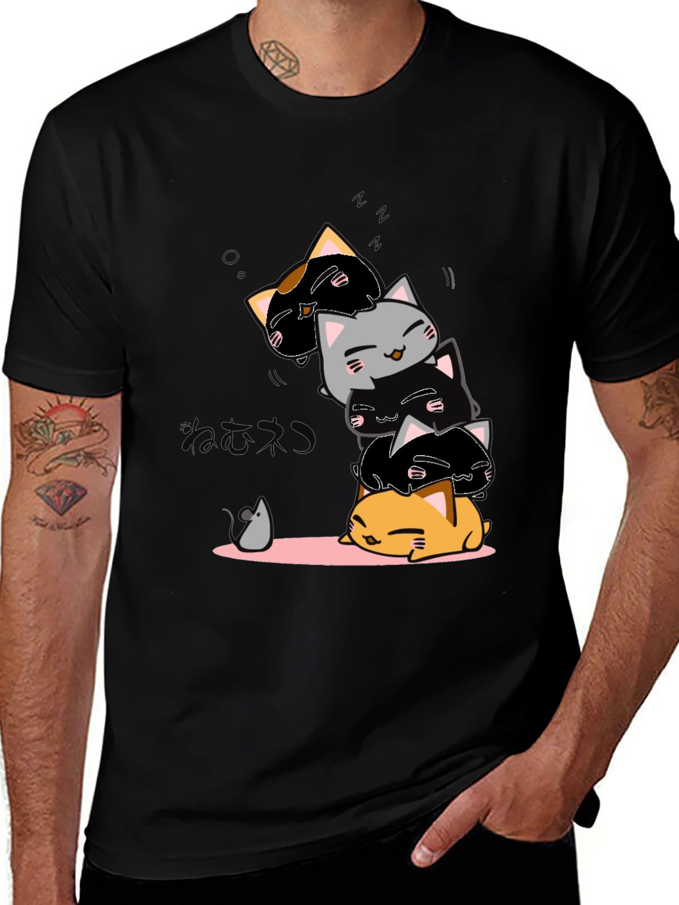 Cute Cats Stack T-Shirt - Kawaii Style Tee
