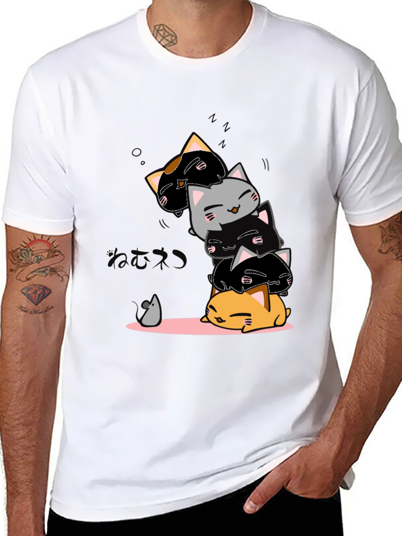 Cute Cats Stack T-Shirt - Kawaii Style Tee