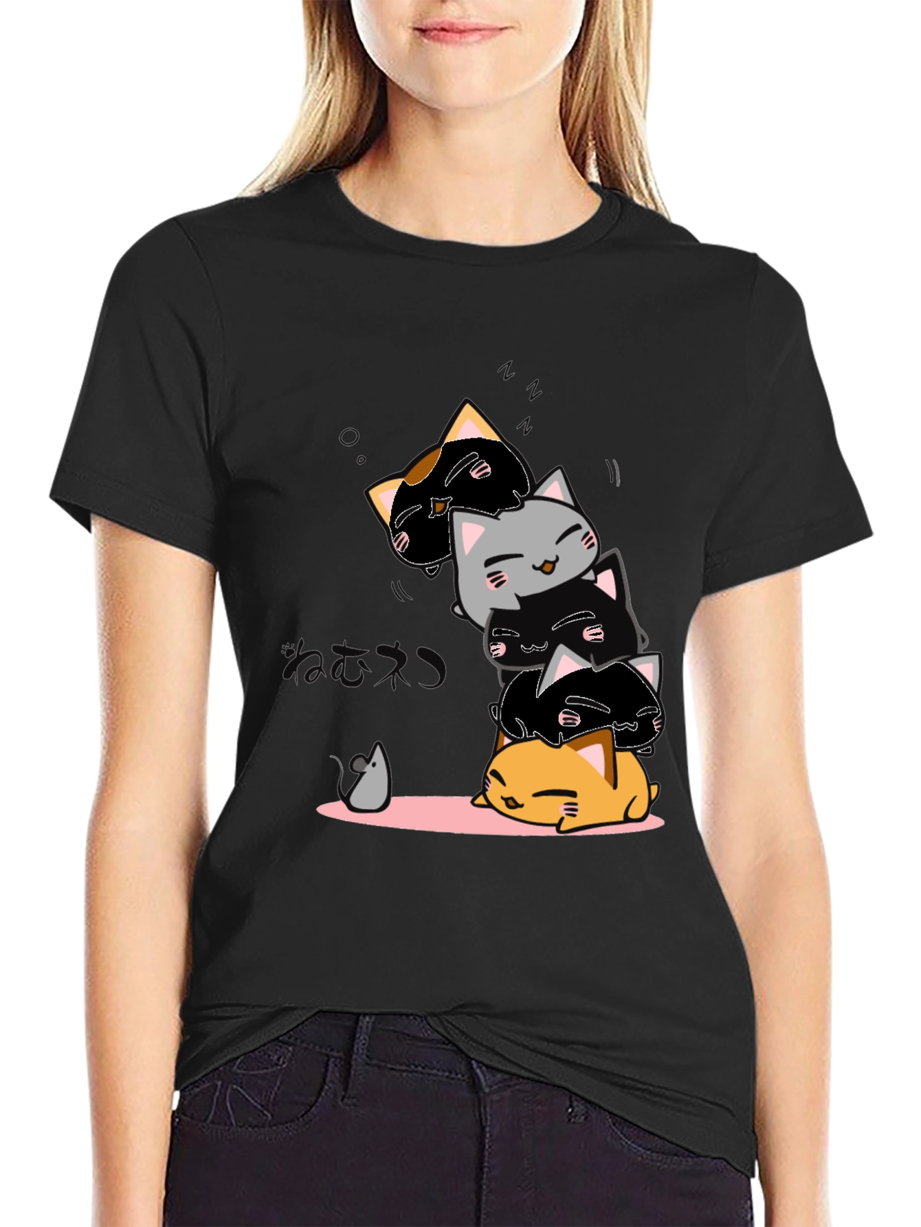 Cute Cats Stack T-Shirt - Kawaii Style Tee