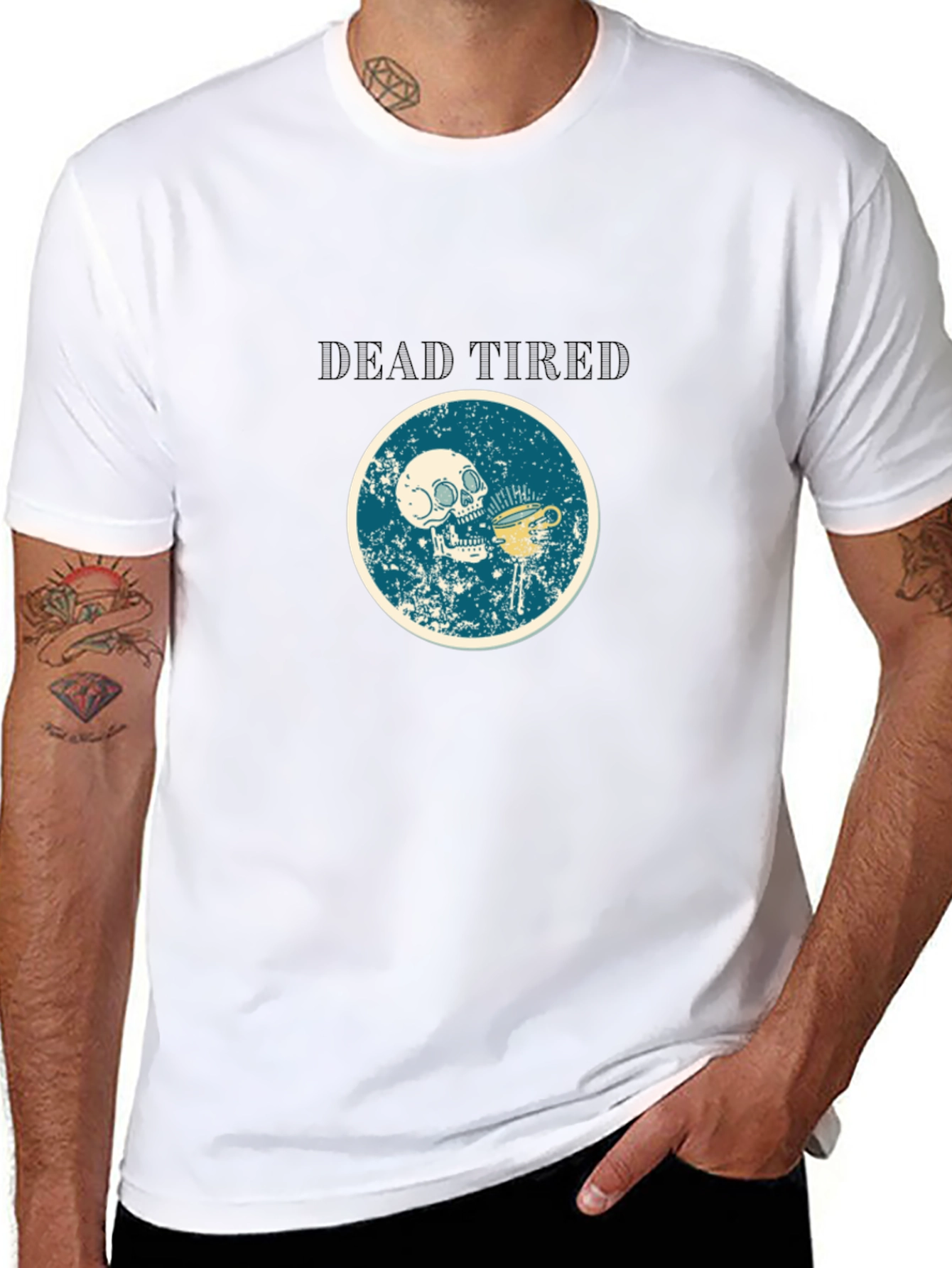 Dead Tired Skull & Coffee Graphic T-Shirt