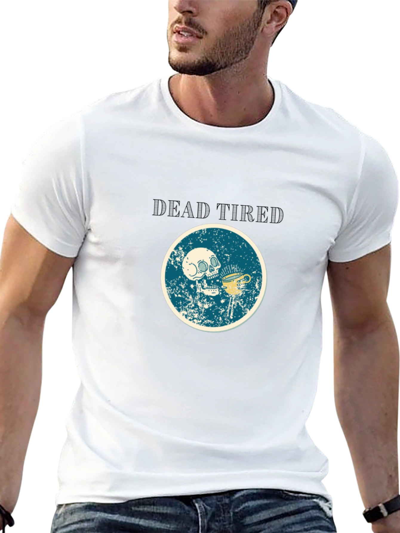 Dead Tired Skull & Coffee Graphic T-Shirt
