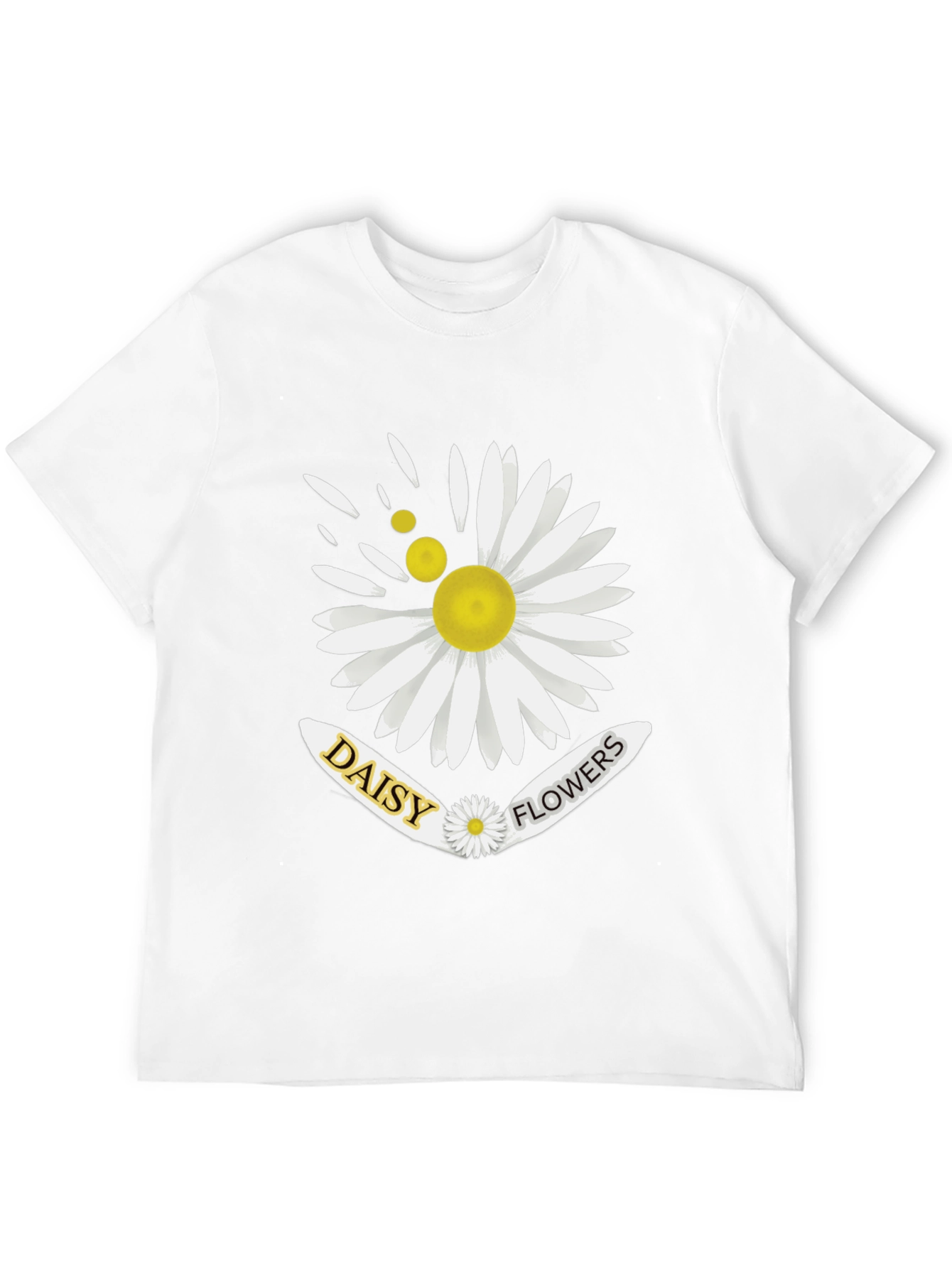 Daisy Flowers Graphic Print Mens Black T-Shirt