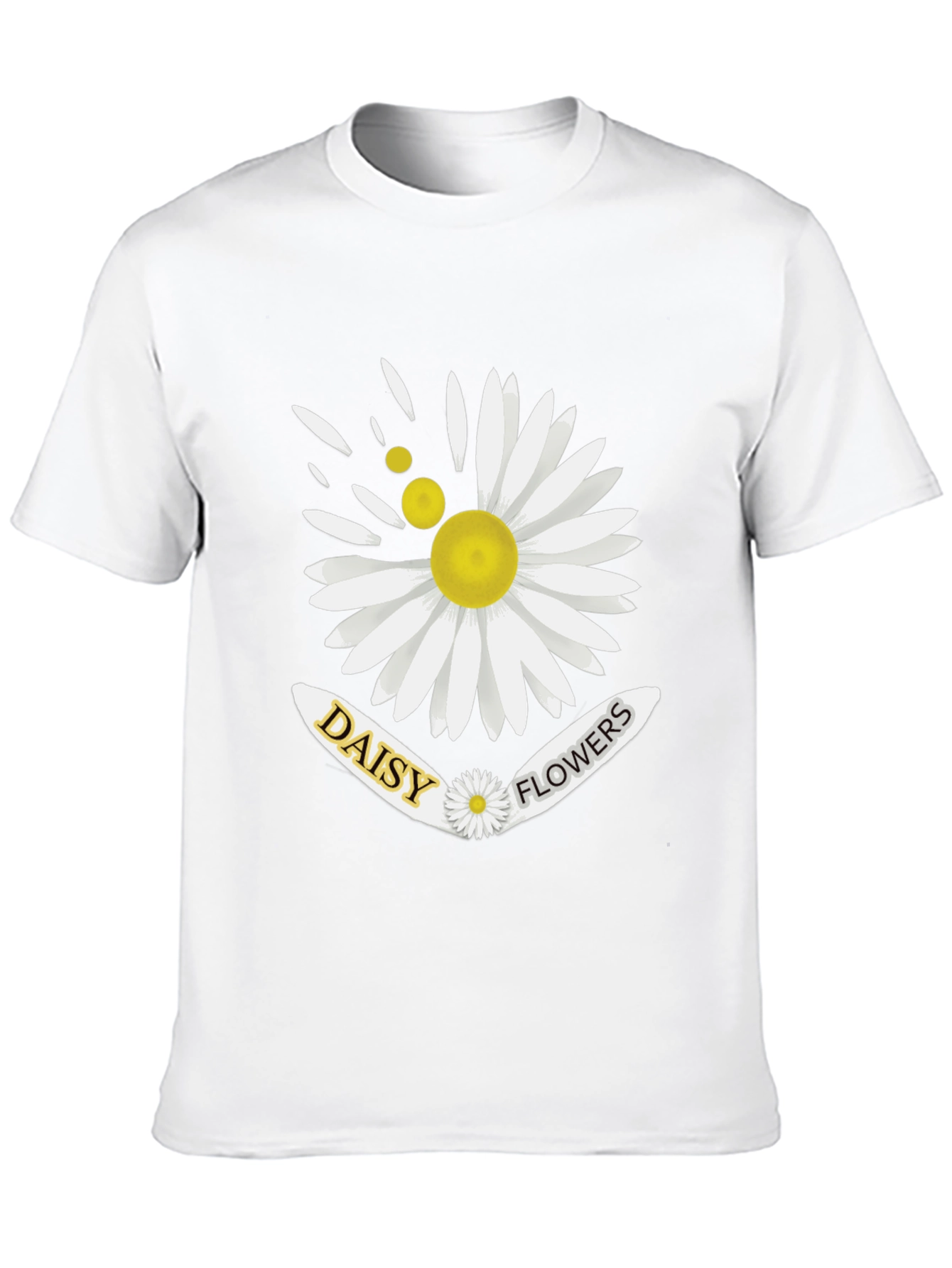 Daisy Flowers Graphic Print Mens Black T-Shirt