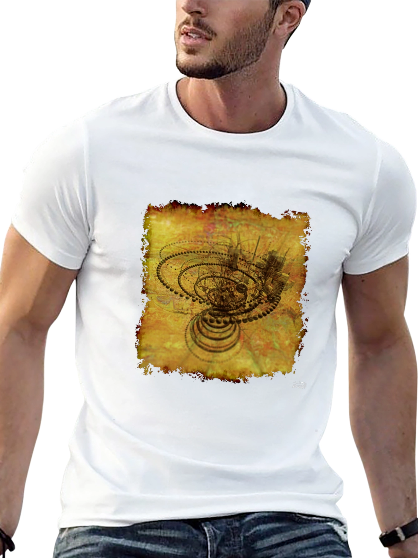 Abstract Gears Graphic T-Shirt - Black