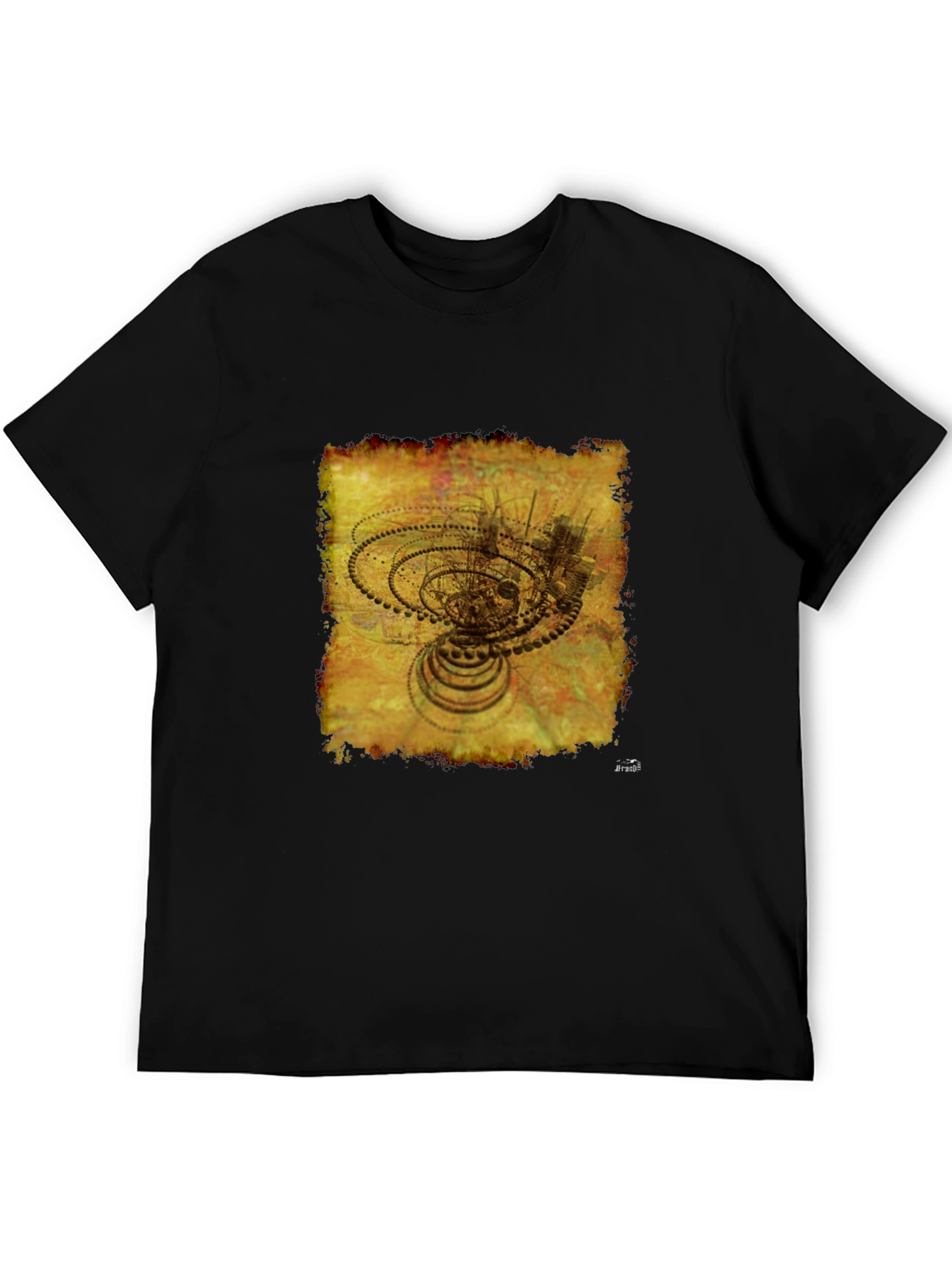 Abstract Gears Graphic T-Shirt - Black