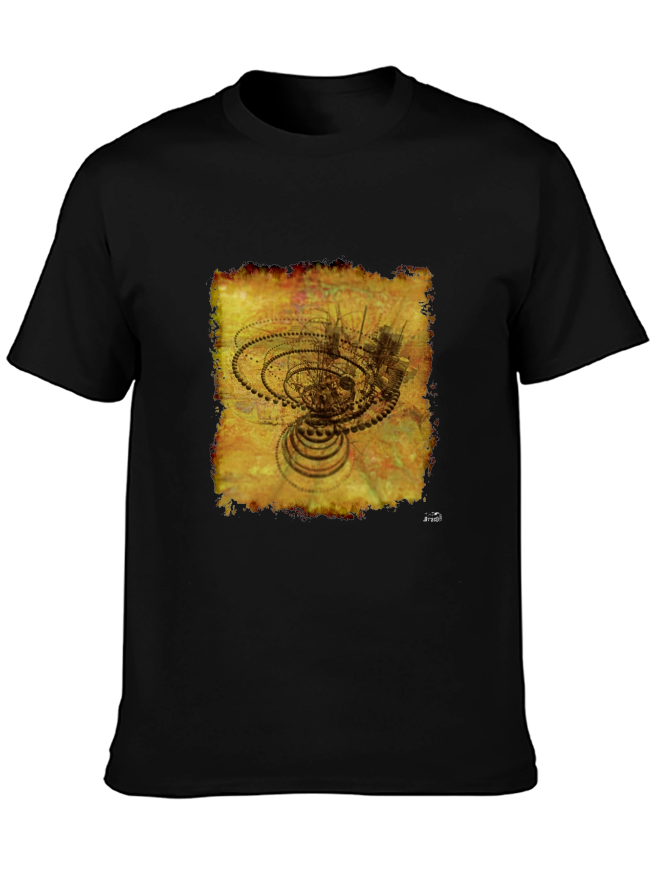 Abstract Gears Graphic T-Shirt - Black