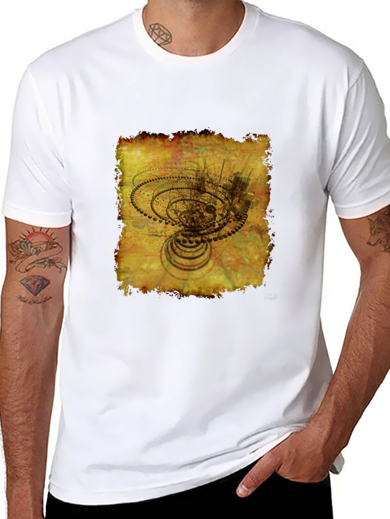 Abstract Gears Graphic T-Shirt - Black