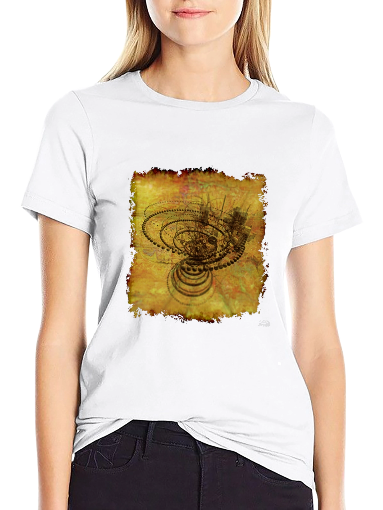 Abstract Gears Graphic T-Shirt - Black