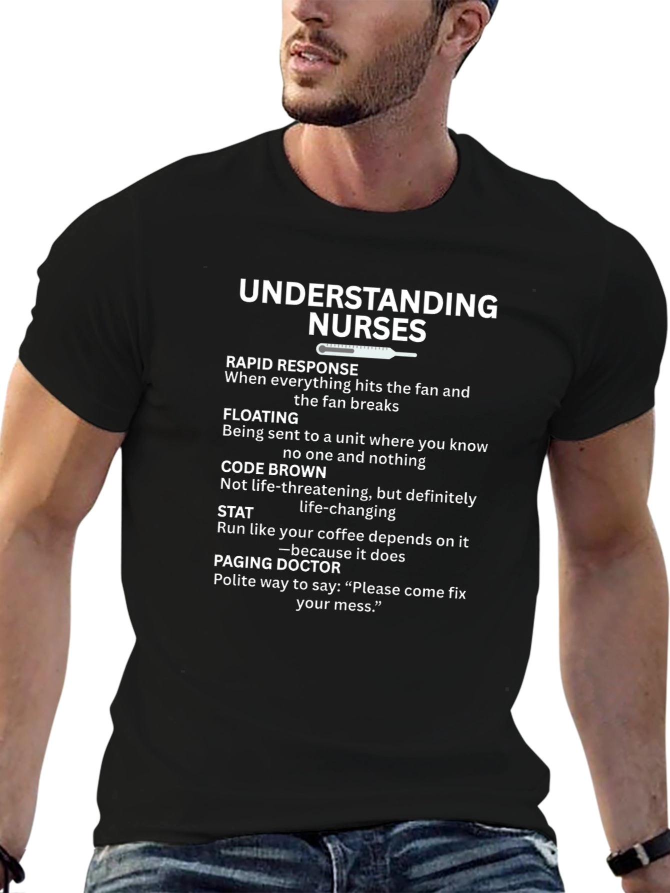 Understanding Nurses Black Graphic T-Shirt