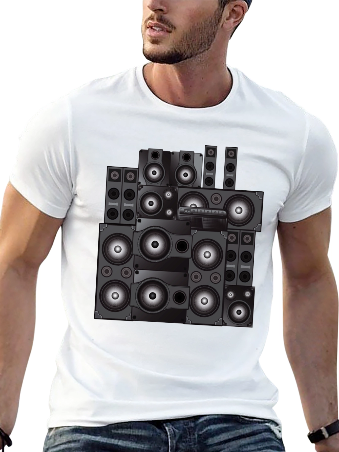 Speaker Stack Graphic Tee - Cool Sound System Design