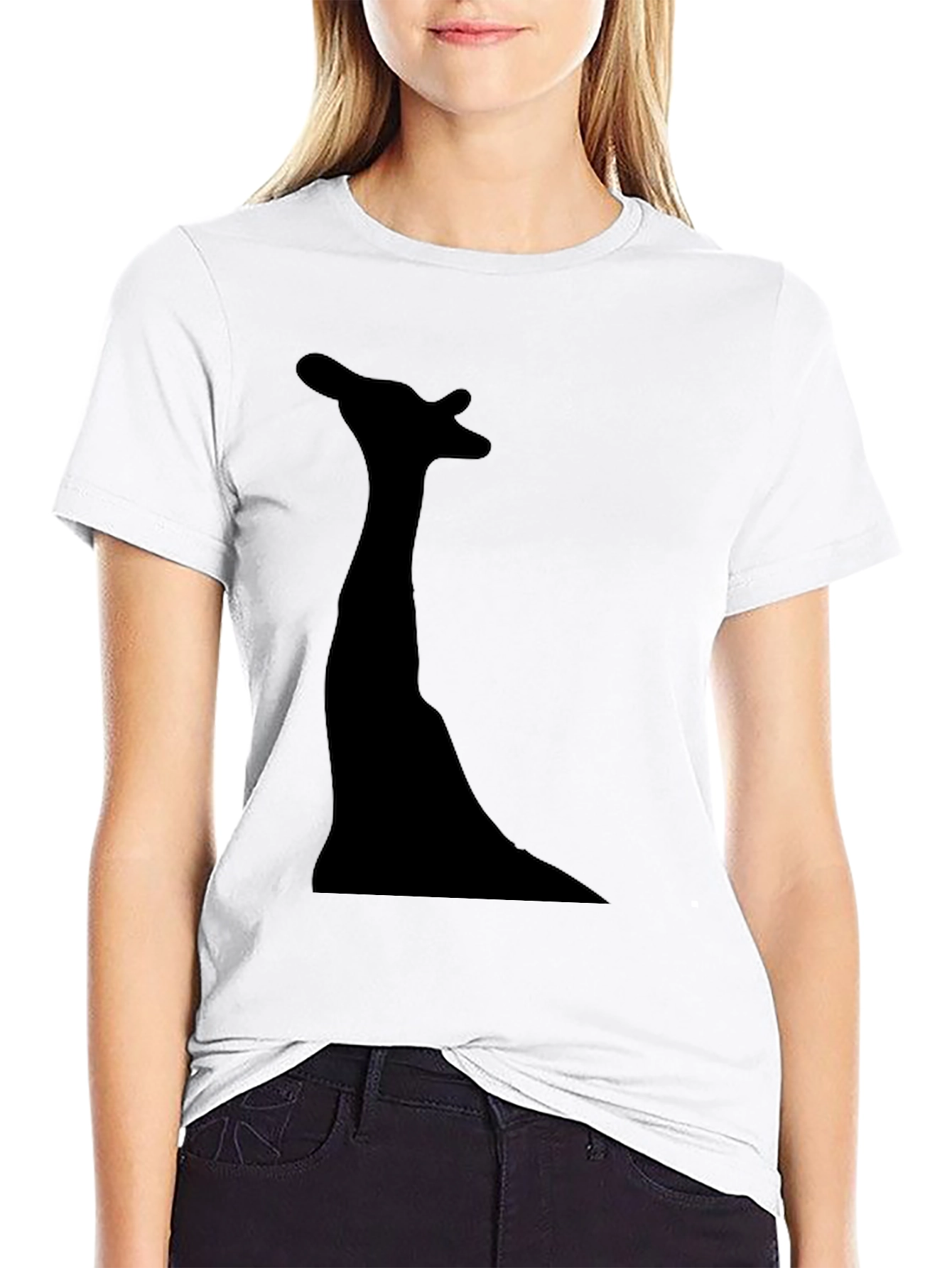 Giraffe Silhouette Graphic Tee - Modern Black T-Shirt