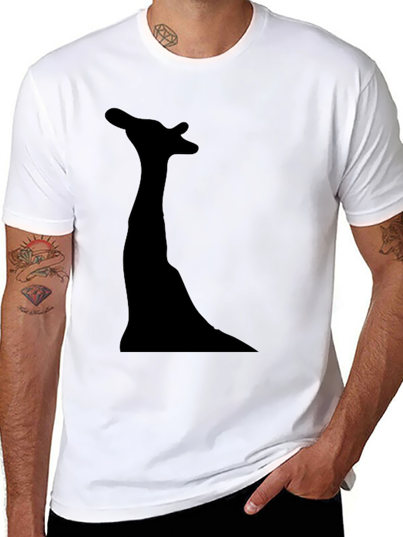 Giraffe Silhouette Graphic Tee - Modern Black T-Shirt