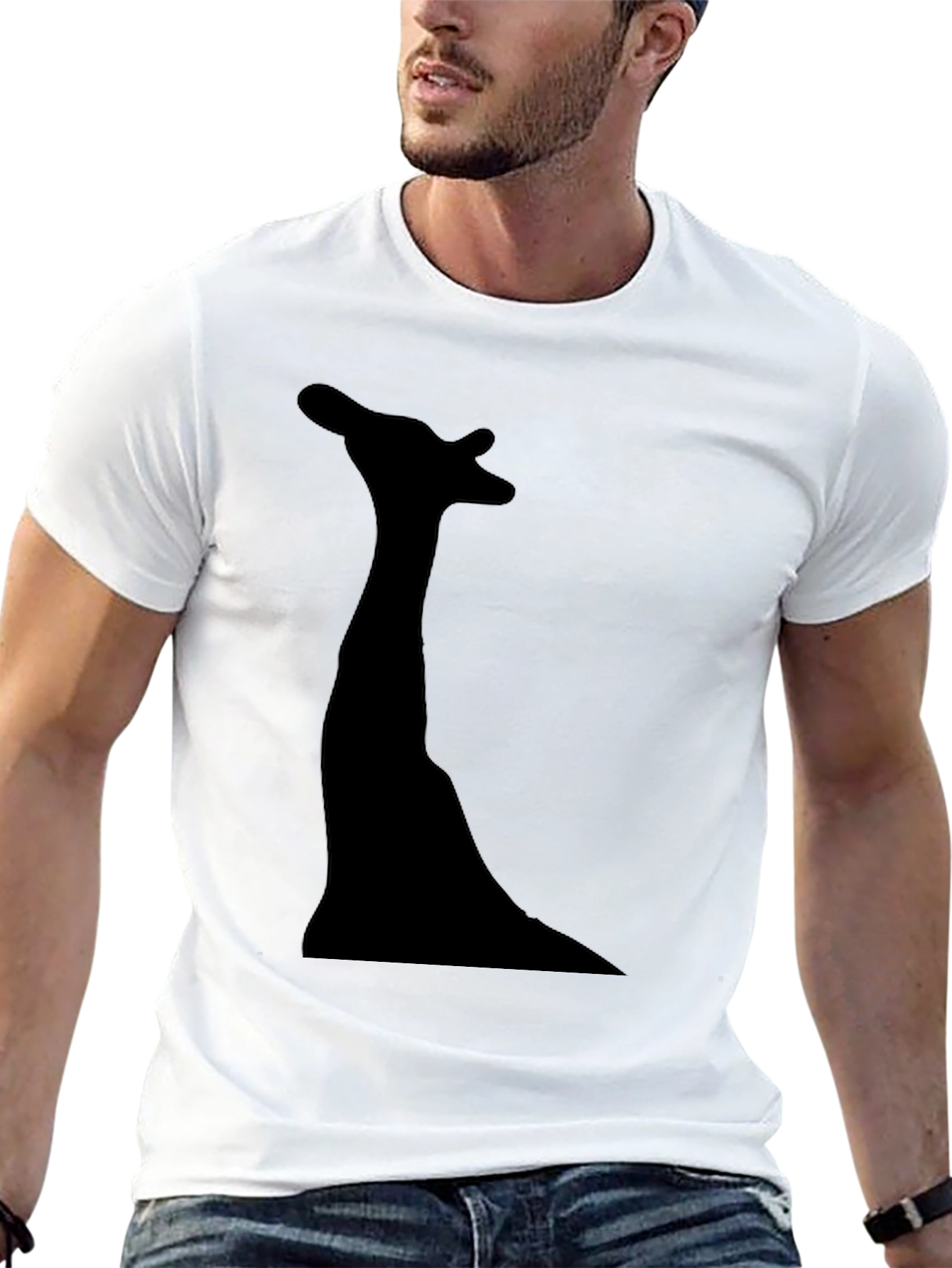 Giraffe Silhouette Graphic Tee - Modern Black T-Shirt