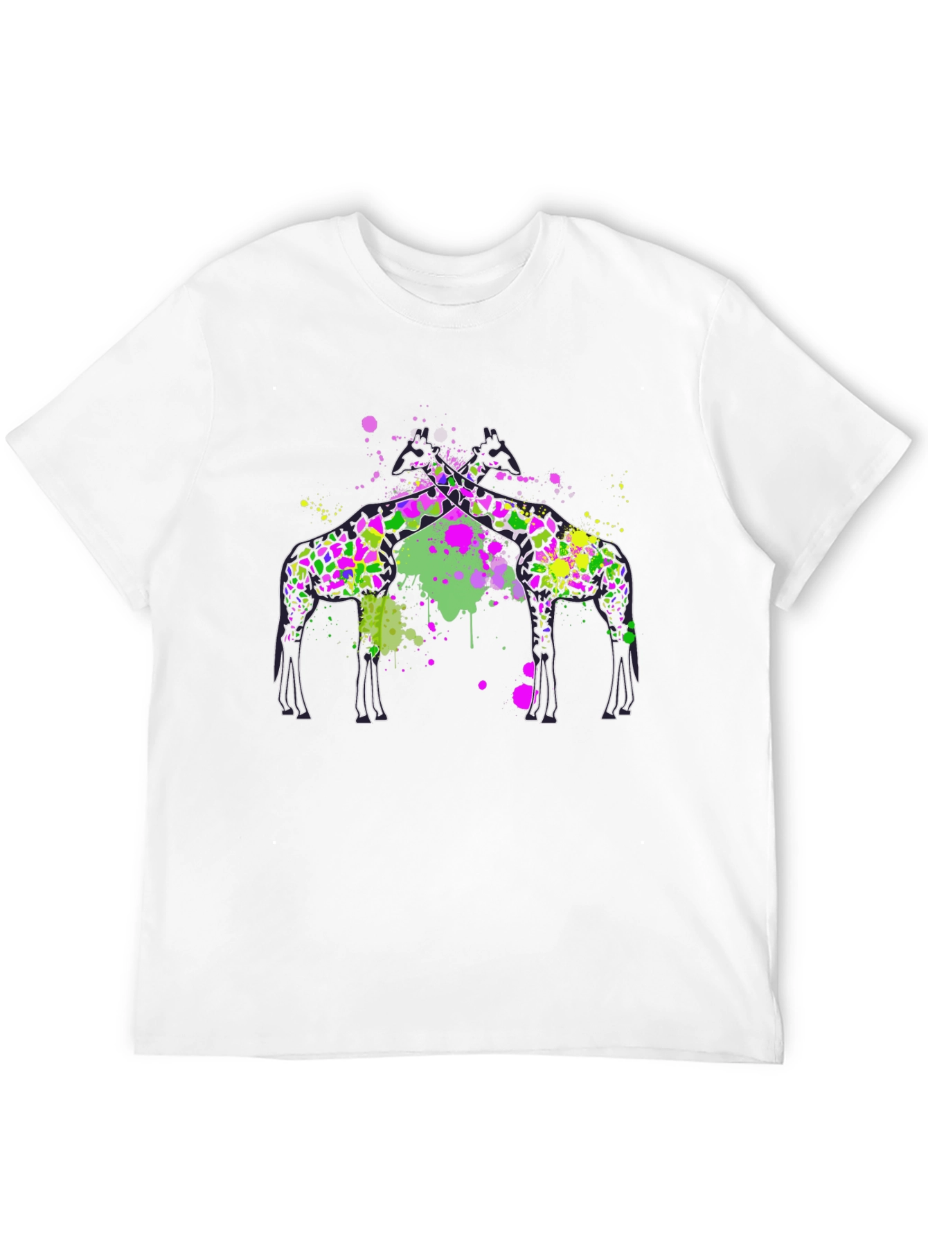 Giraffe Splatter T-Shirt - Artistic Graphic Tee