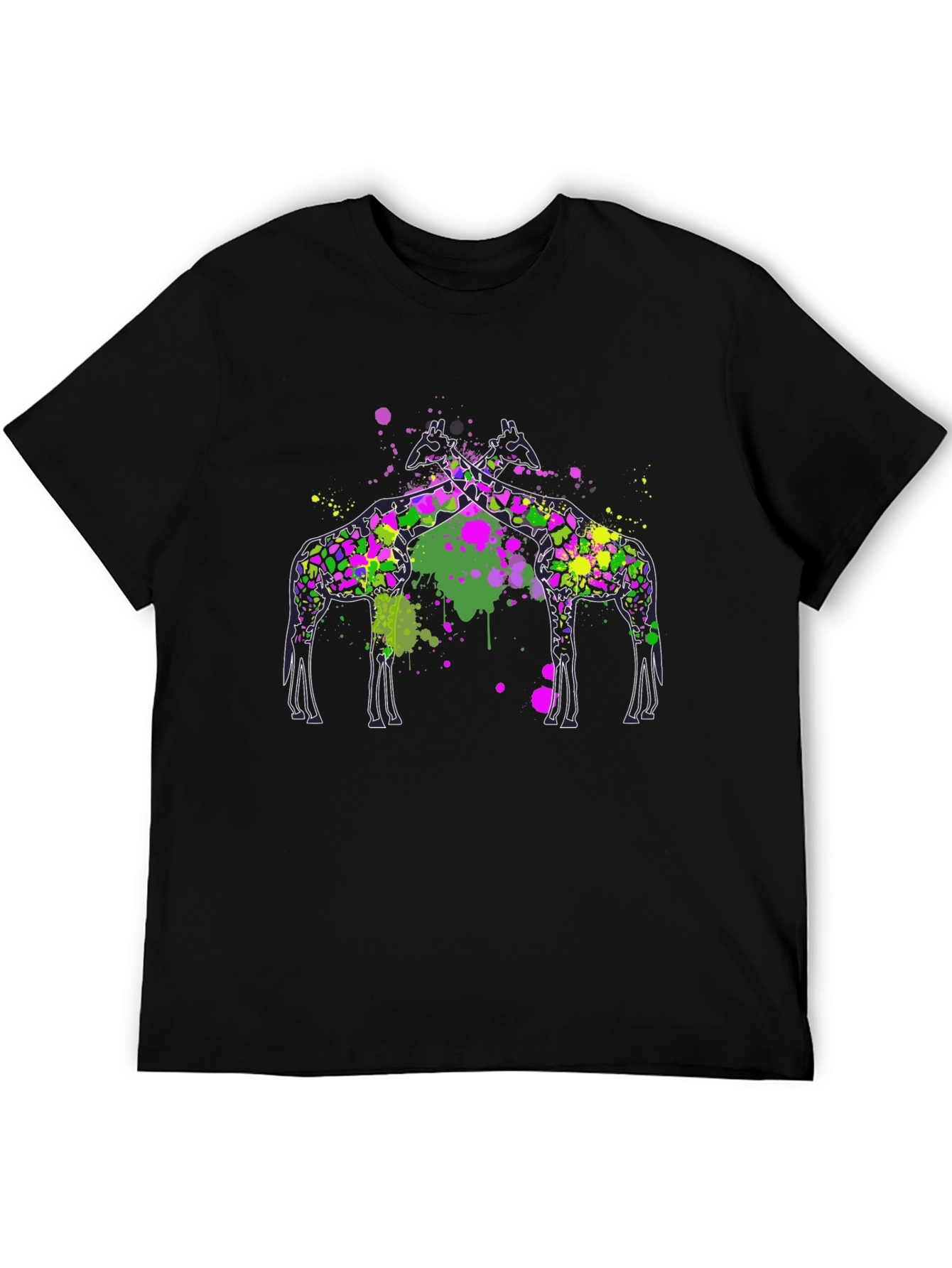 Giraffe Splatter T-Shirt - Artistic Graphic Tee