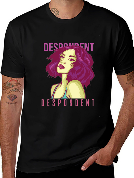 Despondent Woman Graphic Tee - Black Cotton T-Shirt