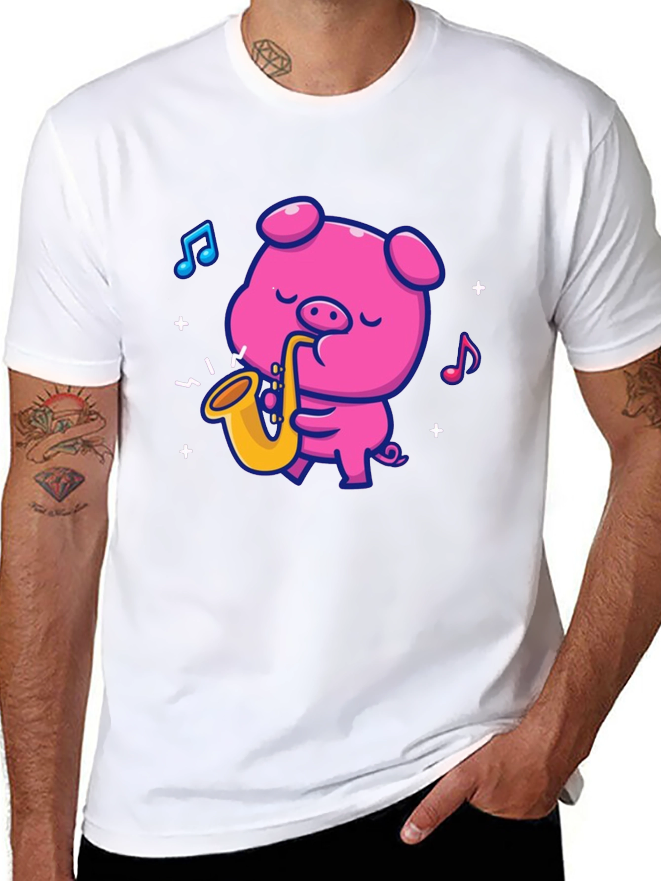 Pig Saxophone Black T-Shirt